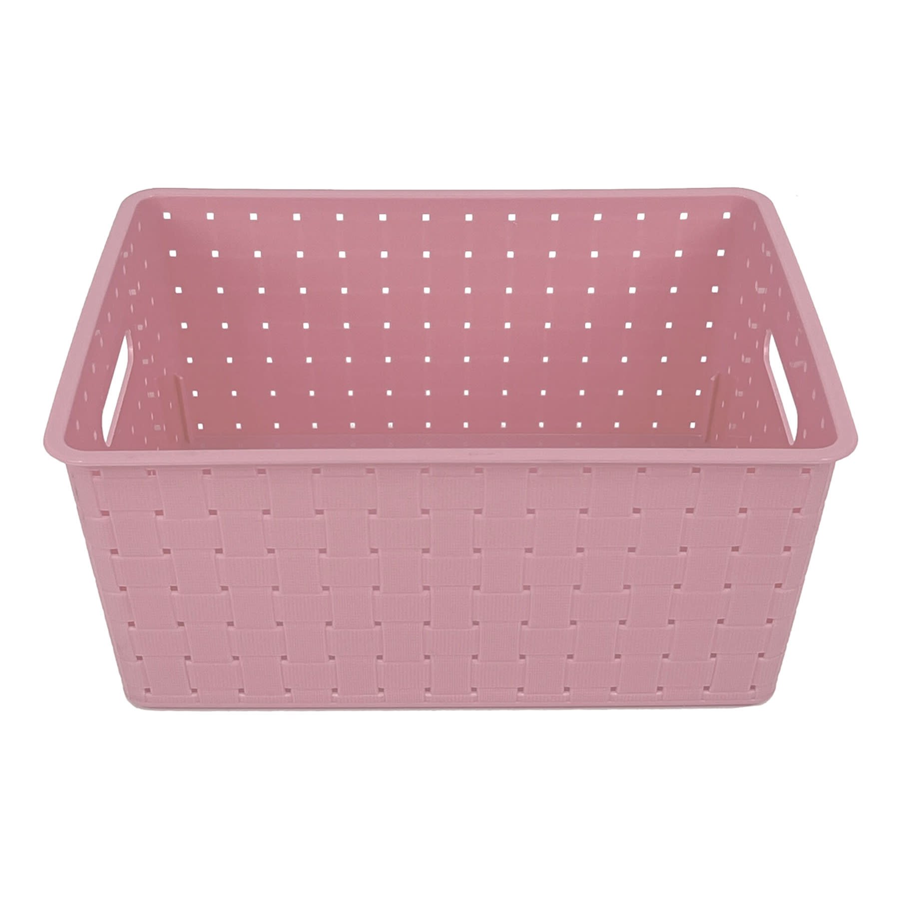 Tiny Dreamers Strap Design Weave Storage Basket, Strawberry Cream