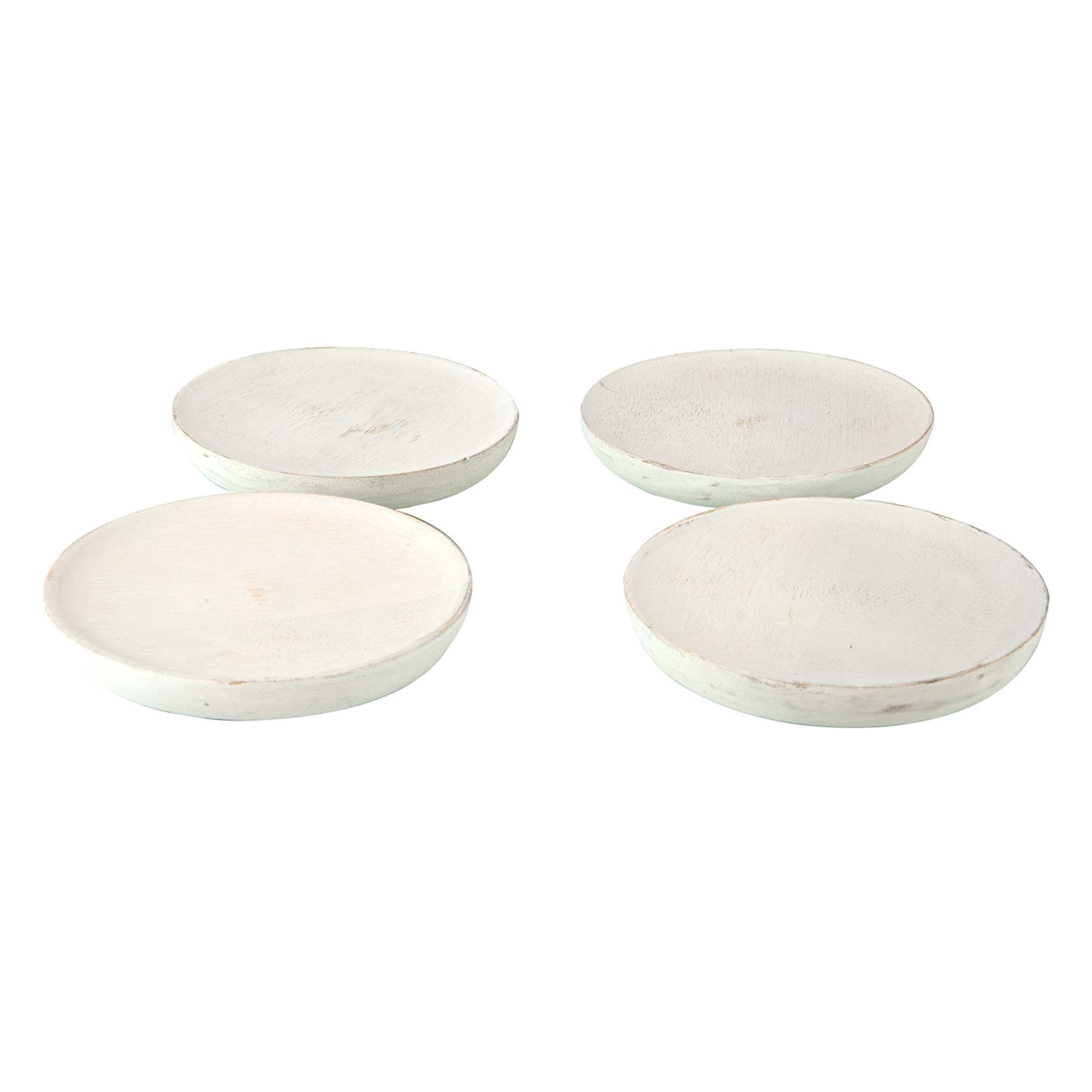 Set of 4 Round White Wooden Coasters