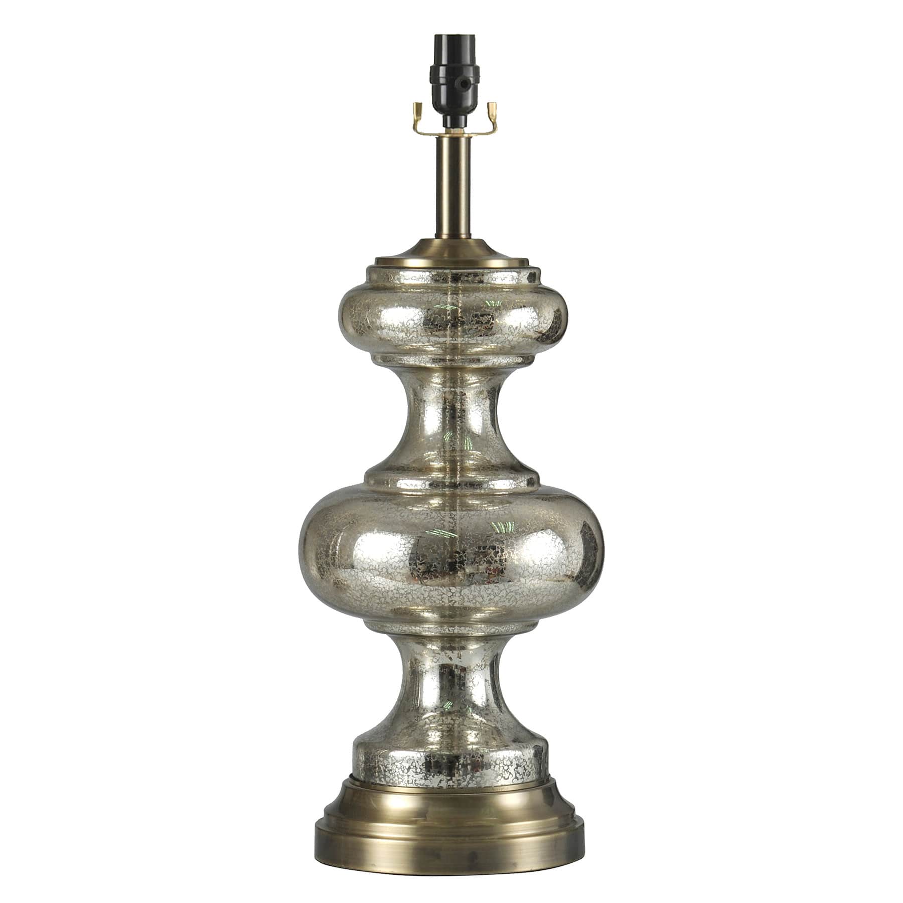 Mercury Glass Double Gourd Large Table Lamp Base, 23"