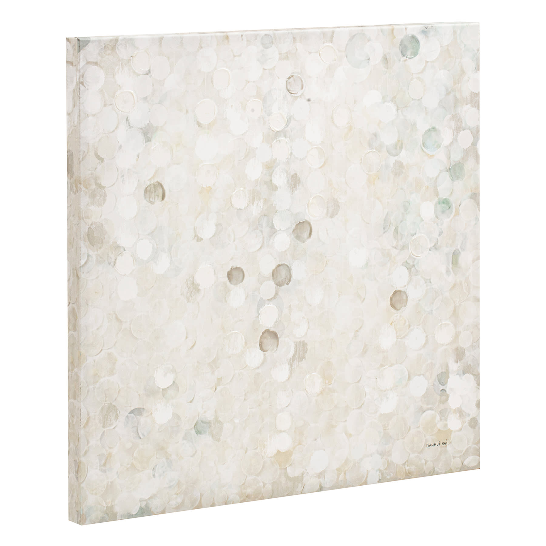 Cream Gloss Embellished Canvas Wall Art, 24"