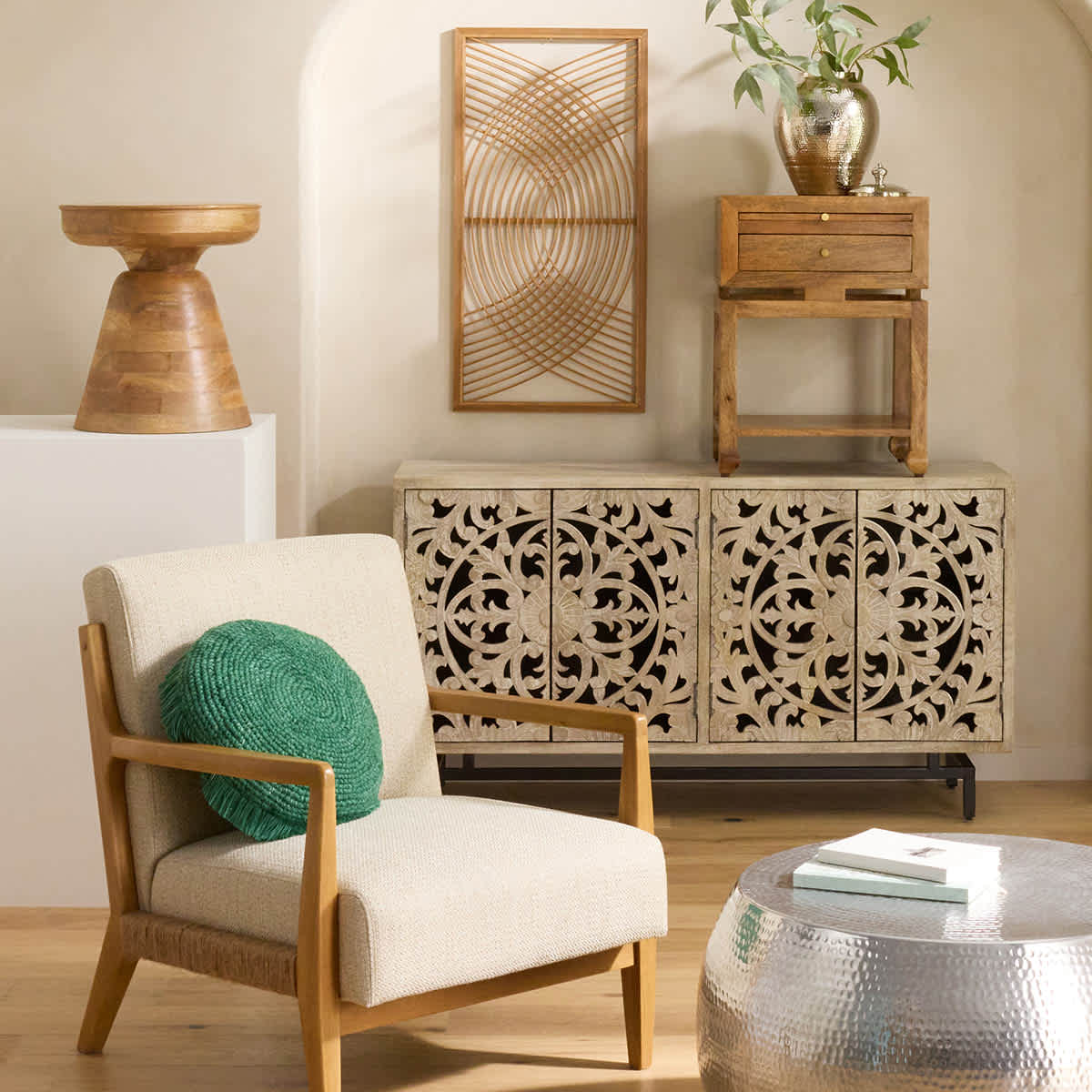 Found & Fable Brown Wooden Accent Table, 16x18