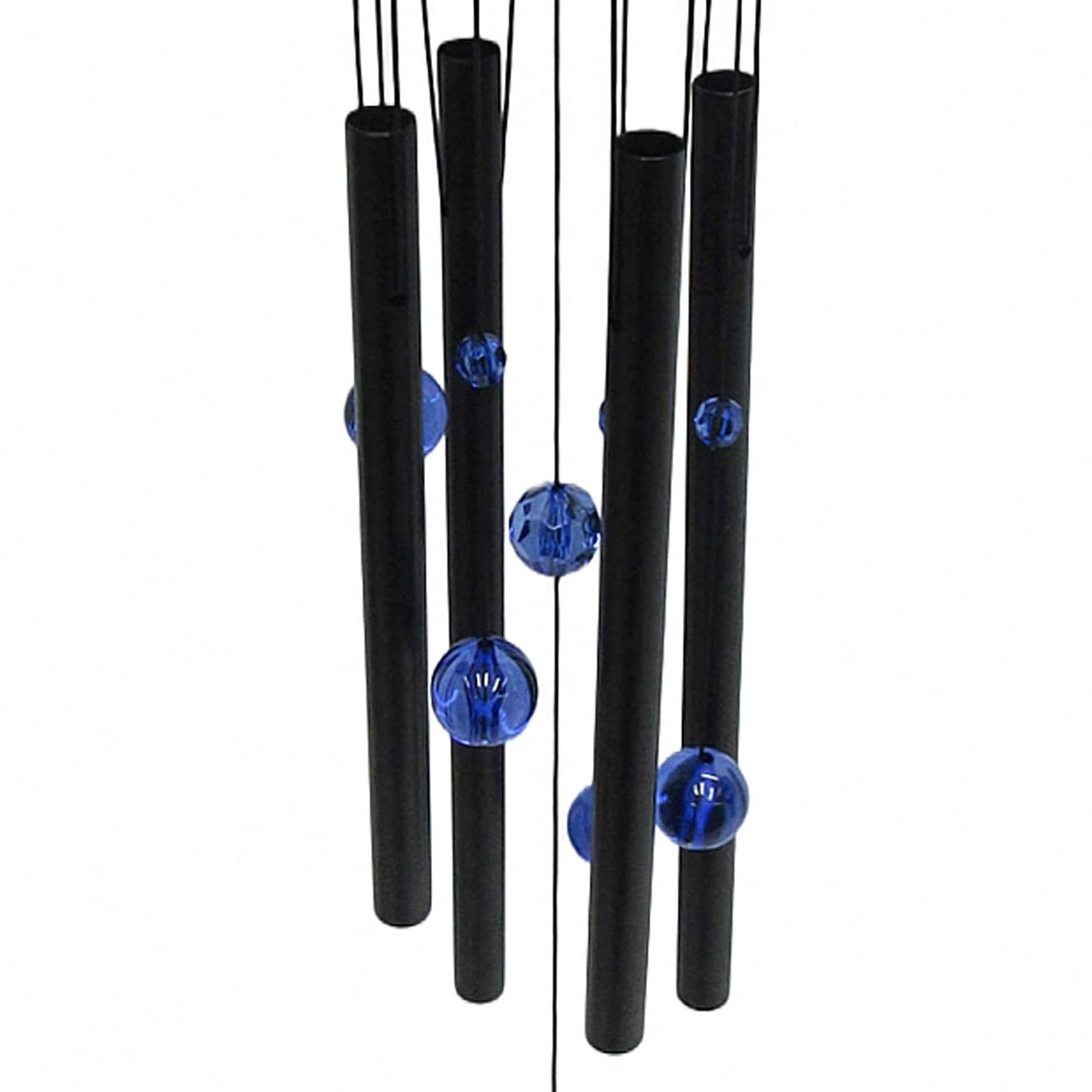 Blue Bead Metal & Wood Wind Chime, 25.2"