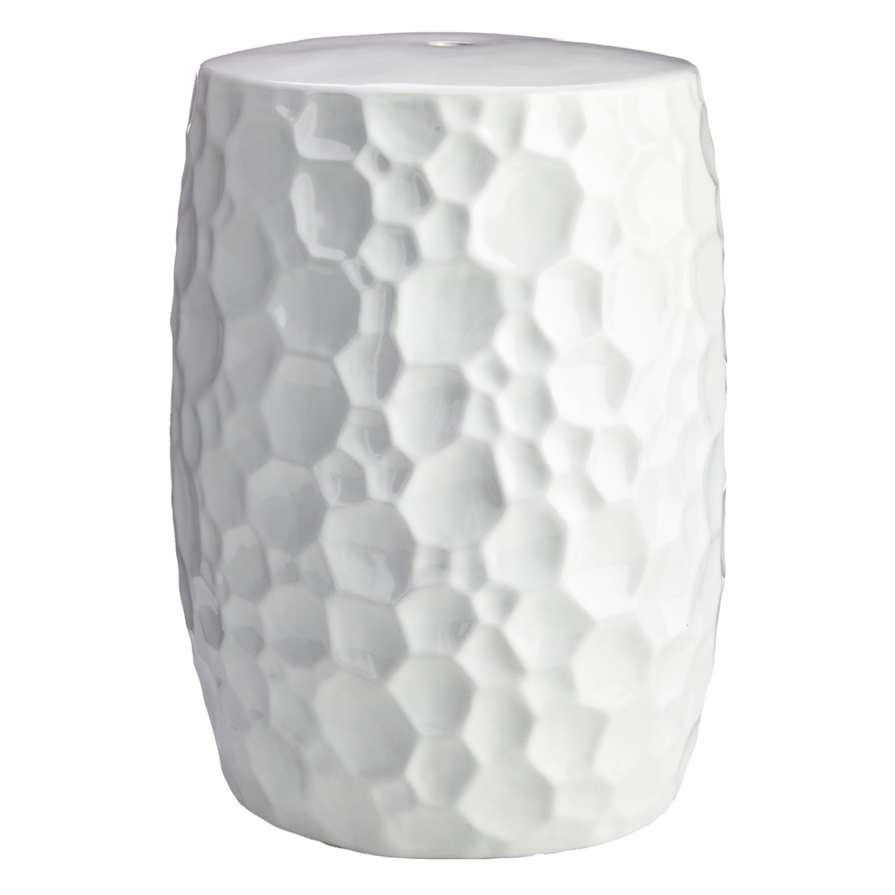 Crosby St. White Ceramic Stool, 13"