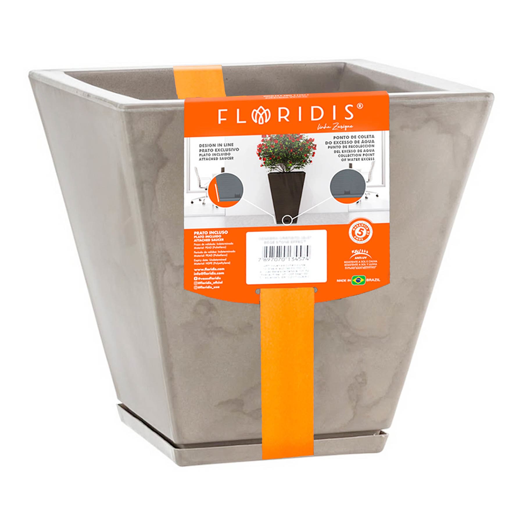 Zurique Beige Marbled Outdoor Planter, Small