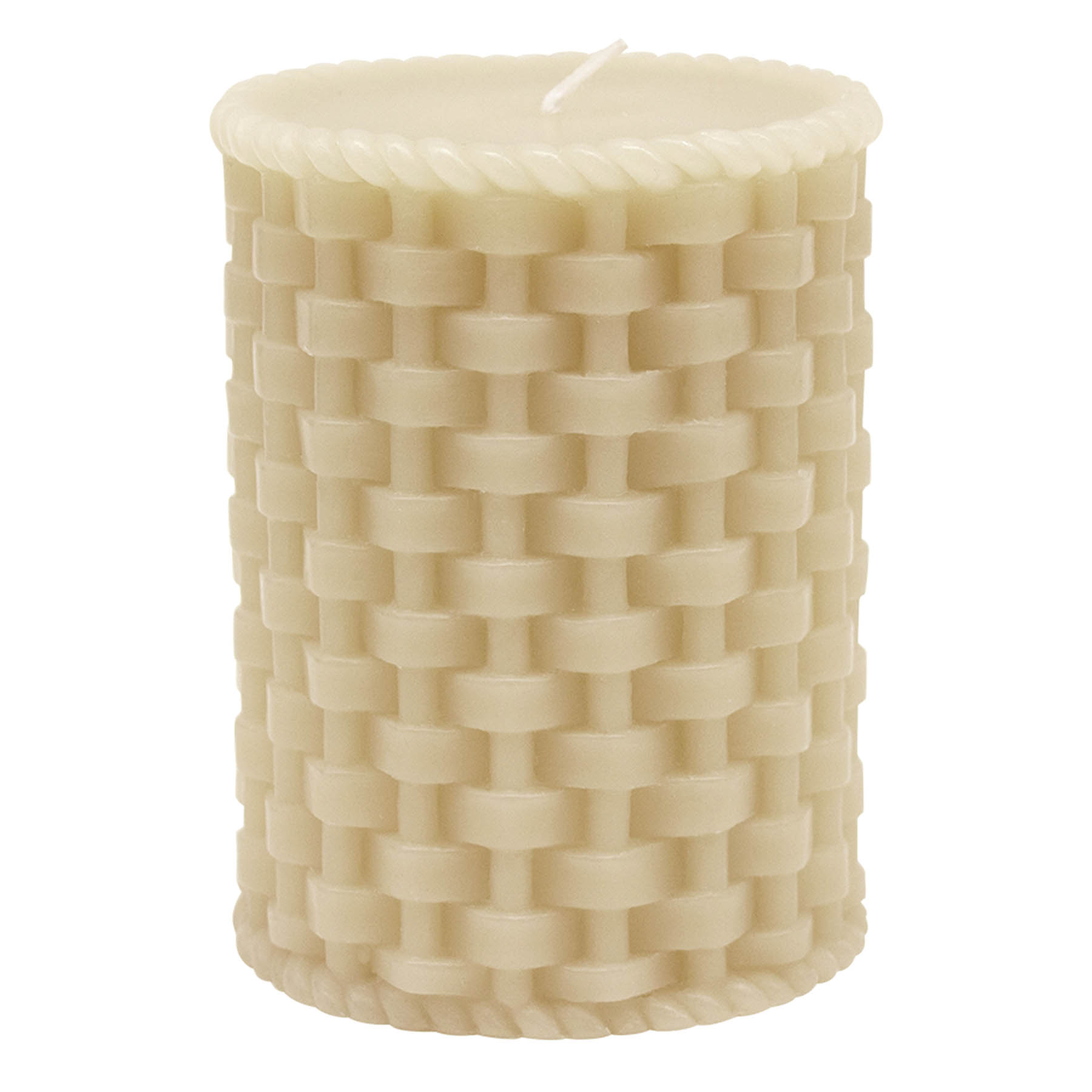 Beige Weave Pillar Candle, 3x4