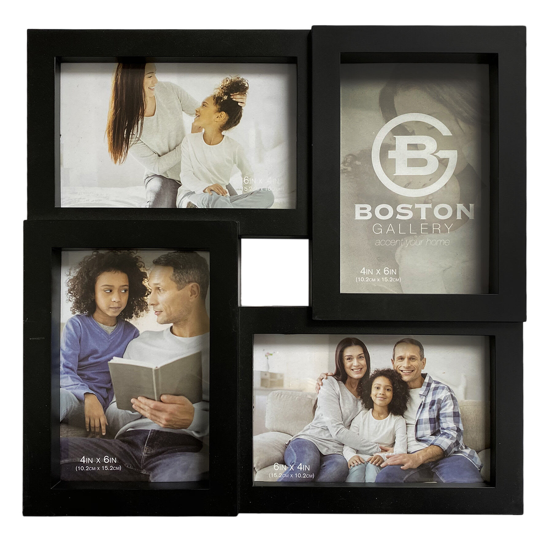4-Opening Black Collage Picture Frame, 11"