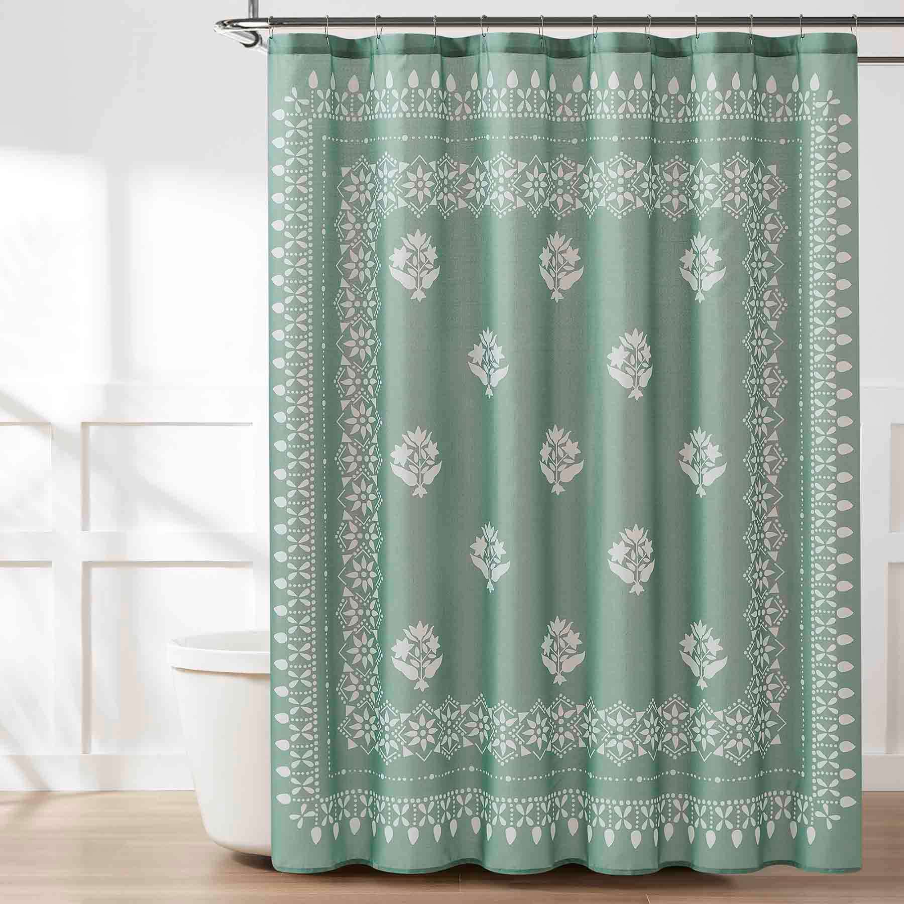Honeybloom Green Floral Bandana Print Single Shower Curtain, 72"