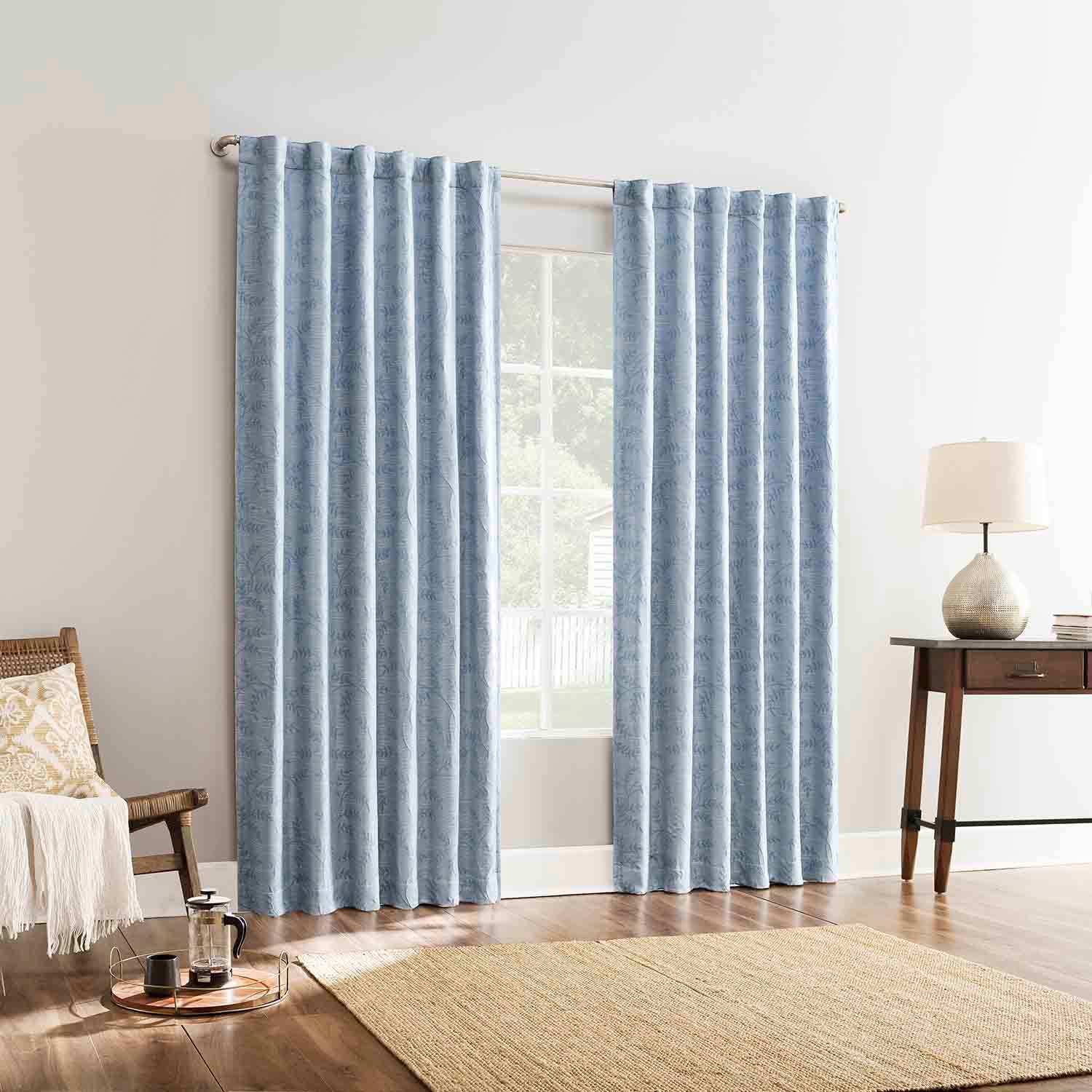 Dublin Tranquil Blue Blackout Curtain Panel, 84"