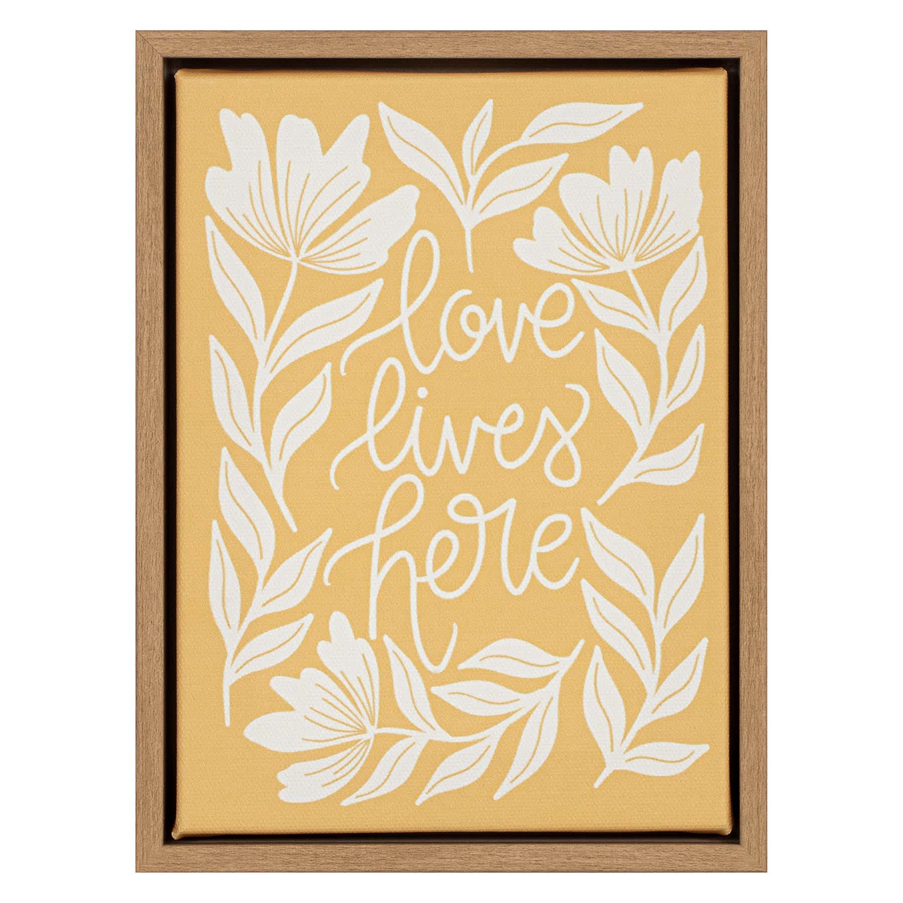 Yellow Love Framed Canvas Table Art, 6x8