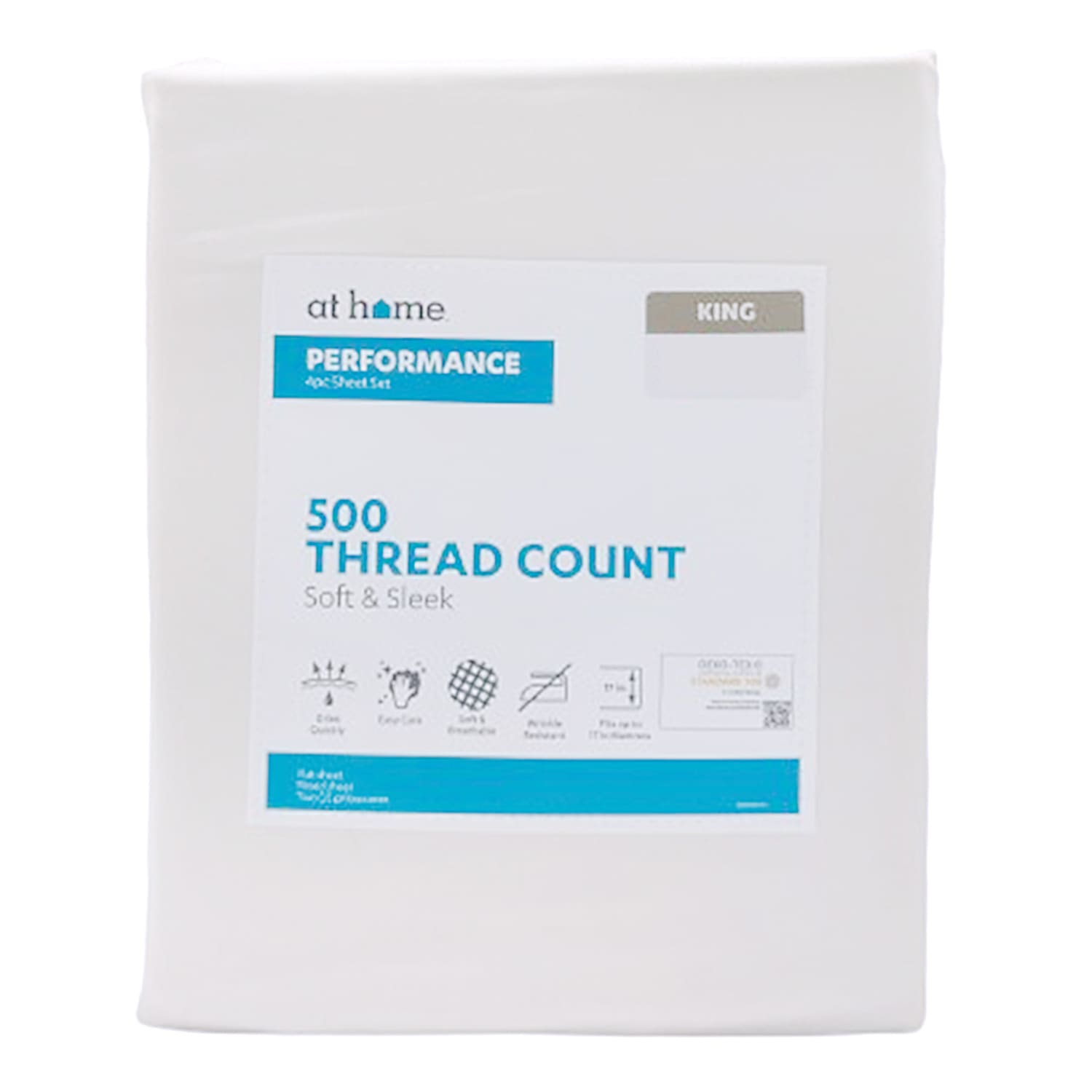4-Piece Taupe 500 Thread Count Performance Sheet Set, King