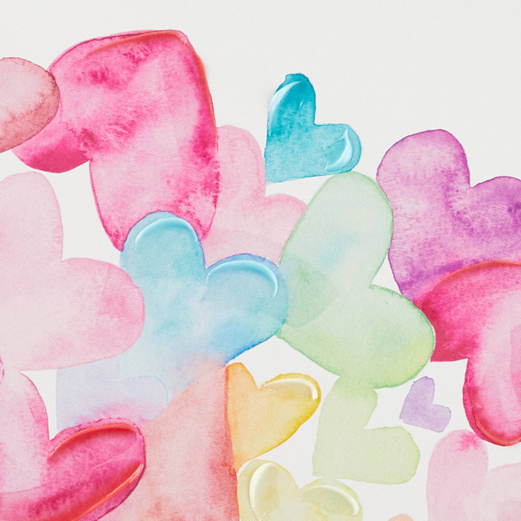 Colorful Abstract Hearts Canvas Wall Art, 14x11