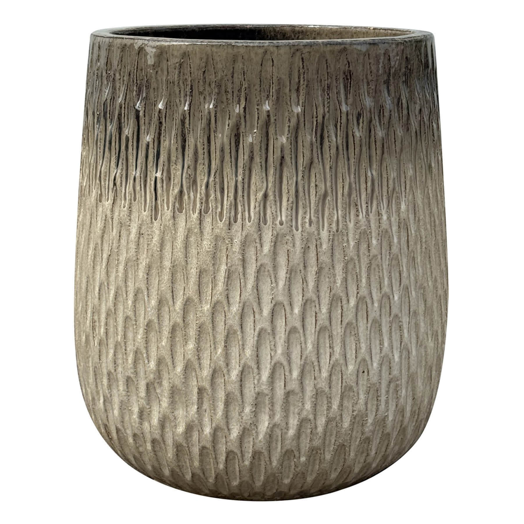 Honeybloom Neutral Two-Tone Sasha Ceramic Outdoor Planter, Large