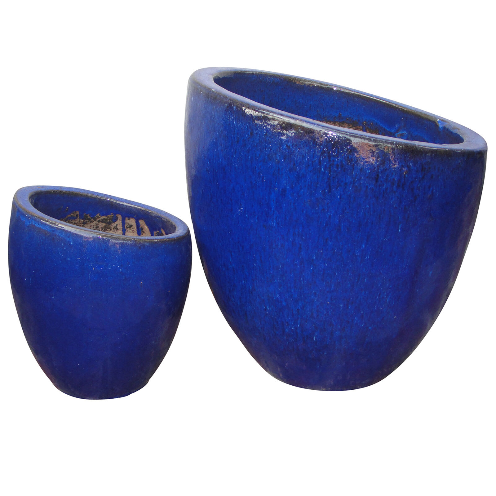 Blue Fall Away Ceramic Outdoor Planter, Small