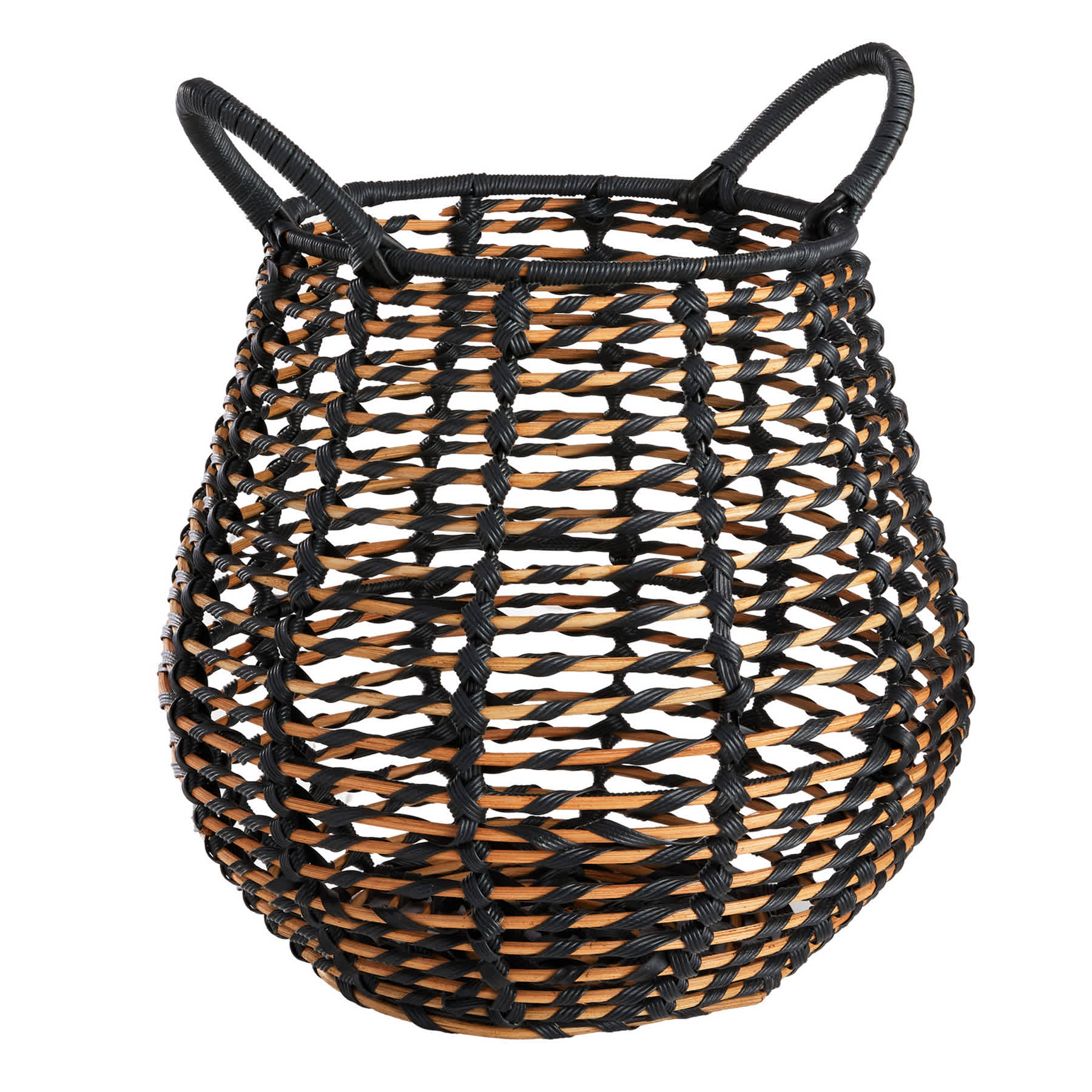 Rocco Black & Natural Rattan Storage Basket, Medium