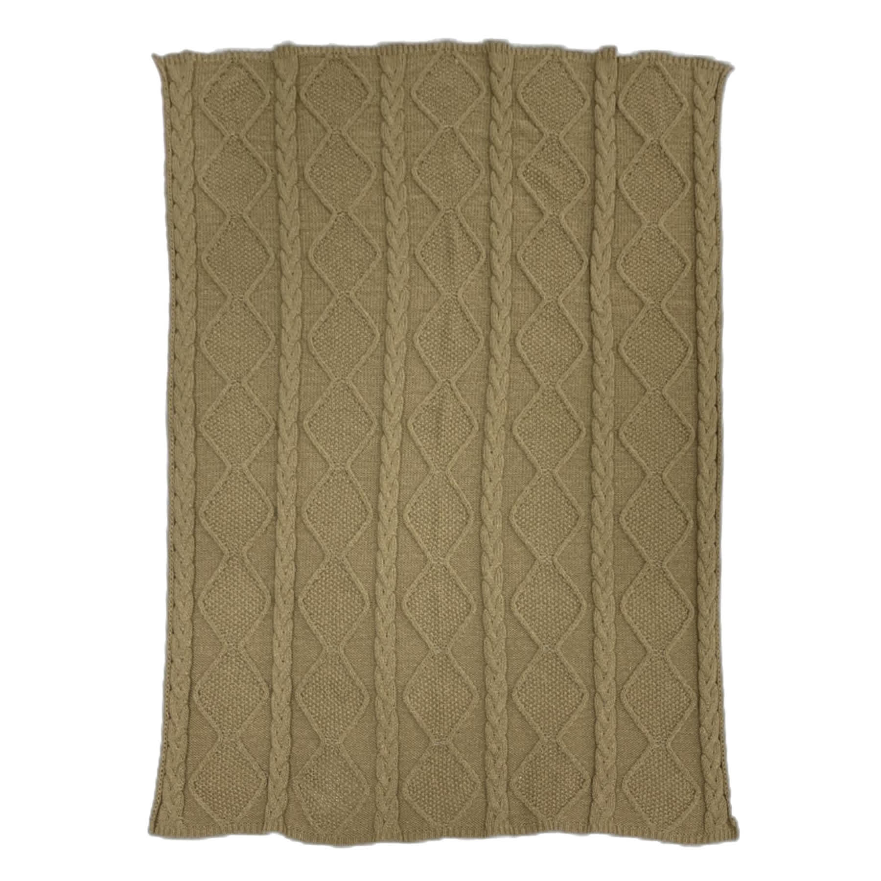 Honeybloom Brown Cable Knit Throw Blanket, 50x60