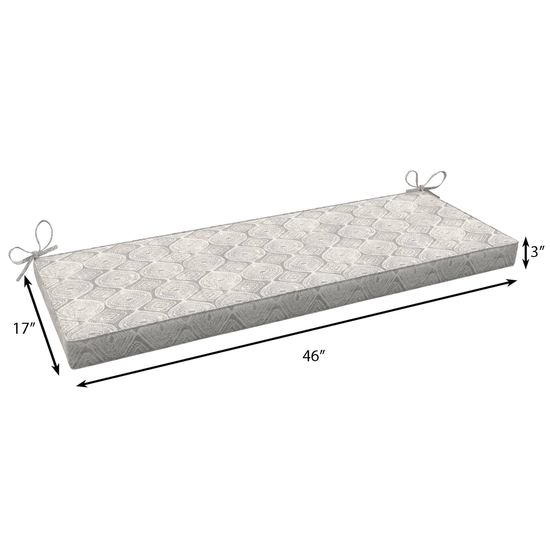 Grey Patna Geo Outdoor Bench Cushion