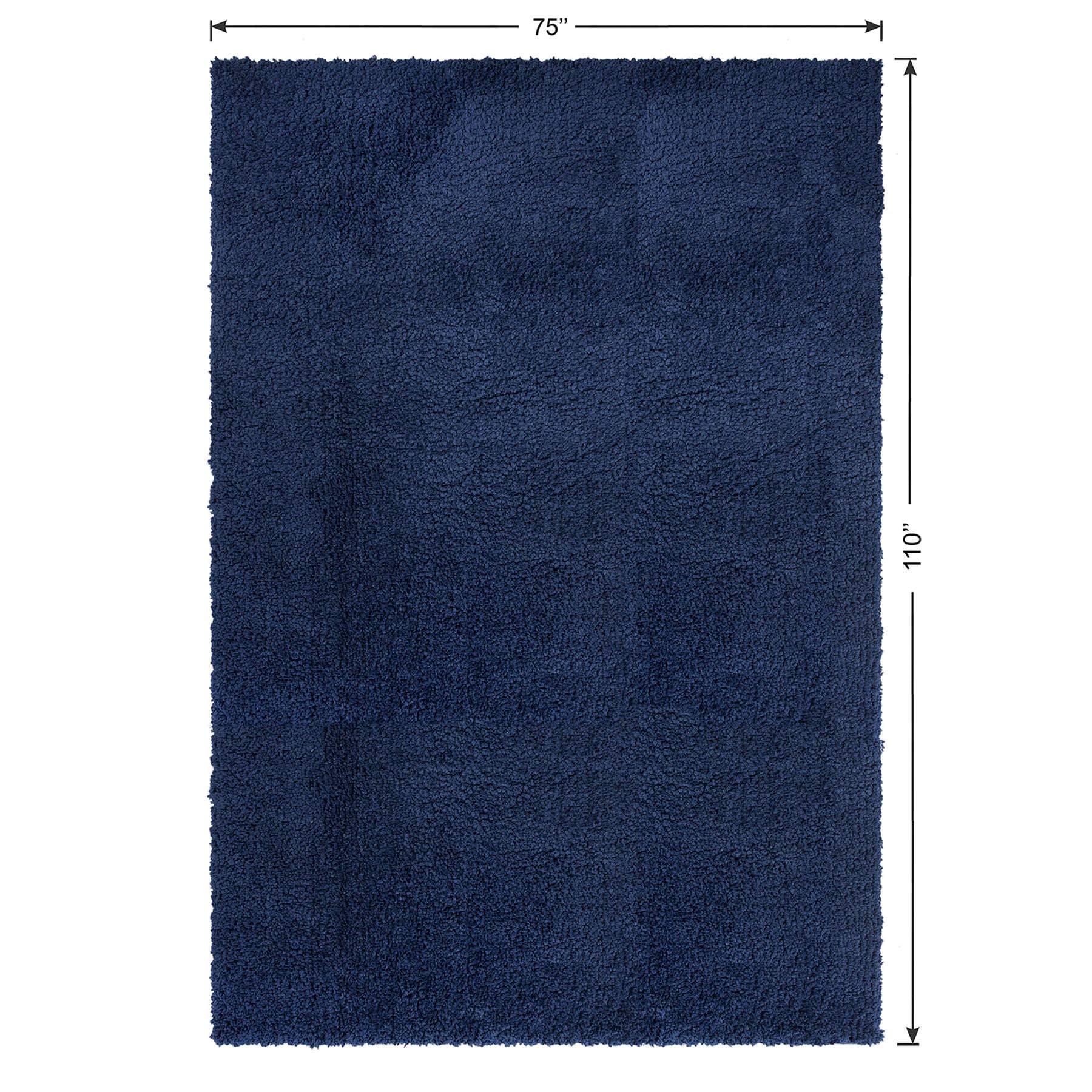 (C194) Kodiak Navy Blue Shag Area Rug, 6x9