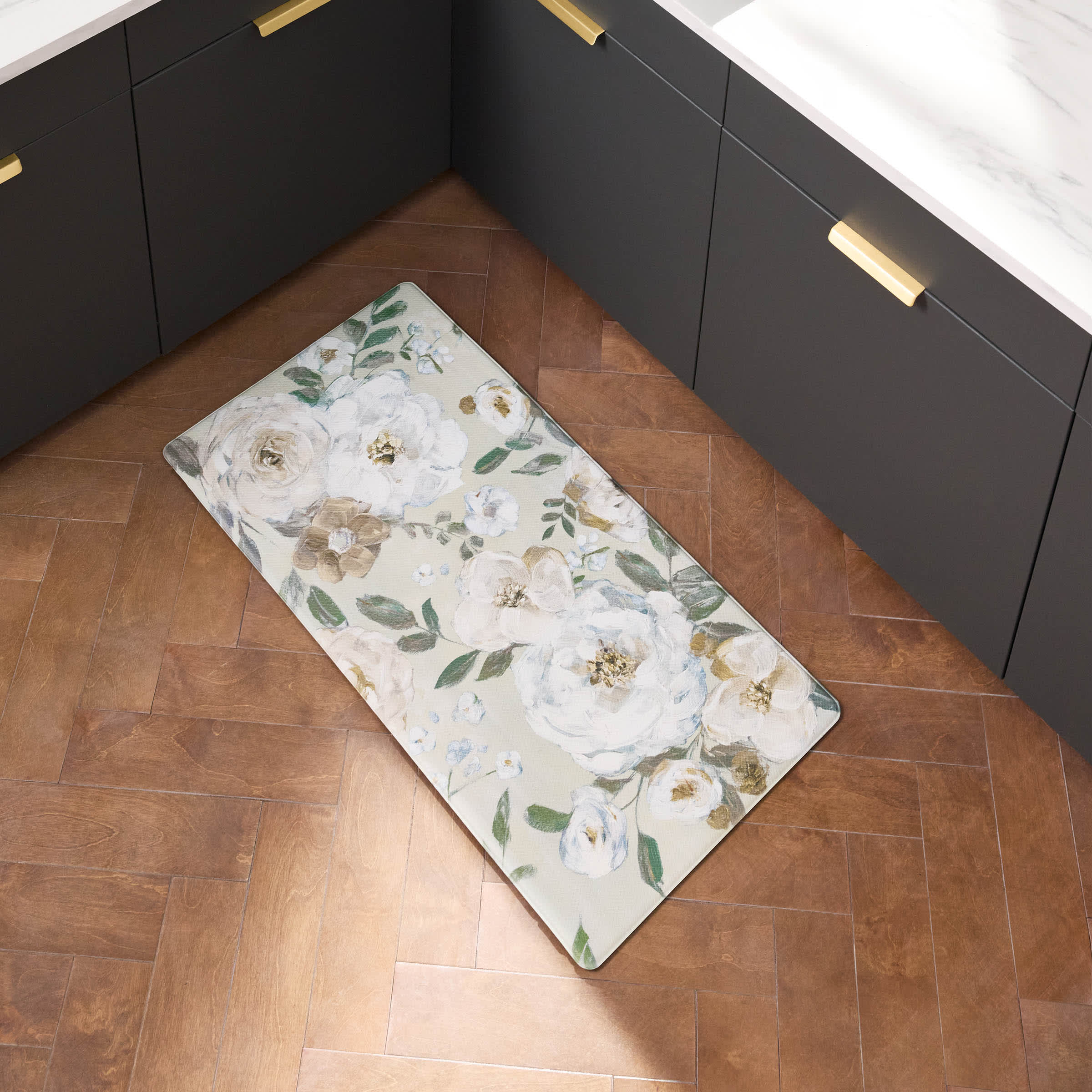 Cook N' Comfort Grey Floral Anti-Fatigue Kitchen Mat, 20x39