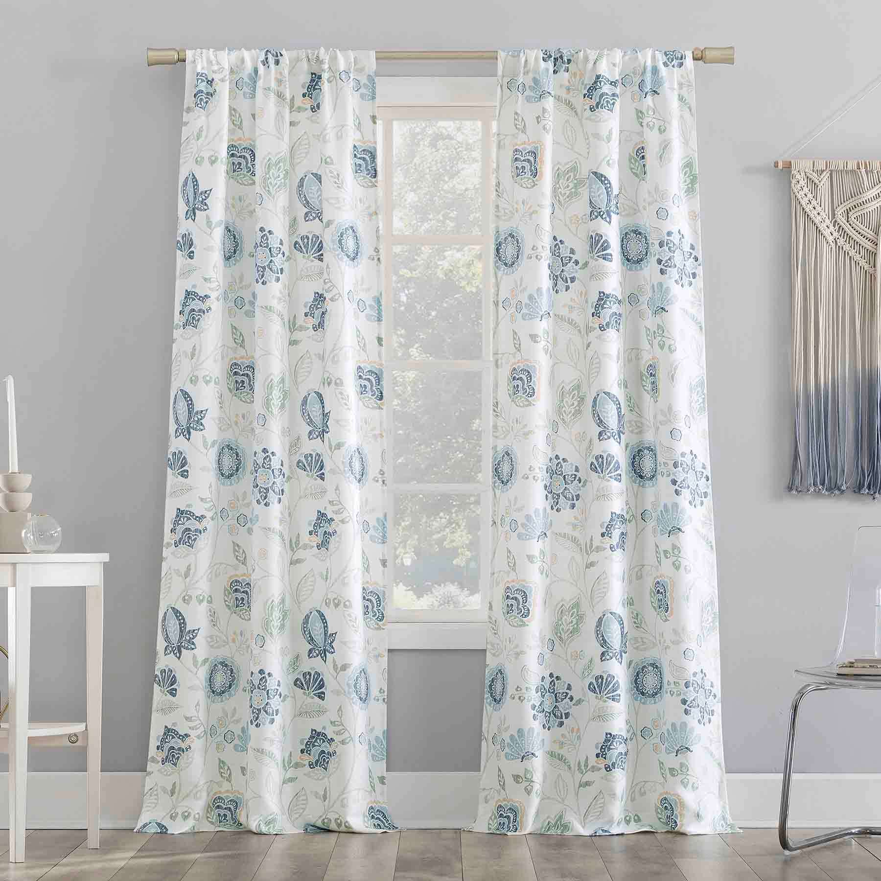 Selah Blue & Yellow Print Curtain Panel, 84"
