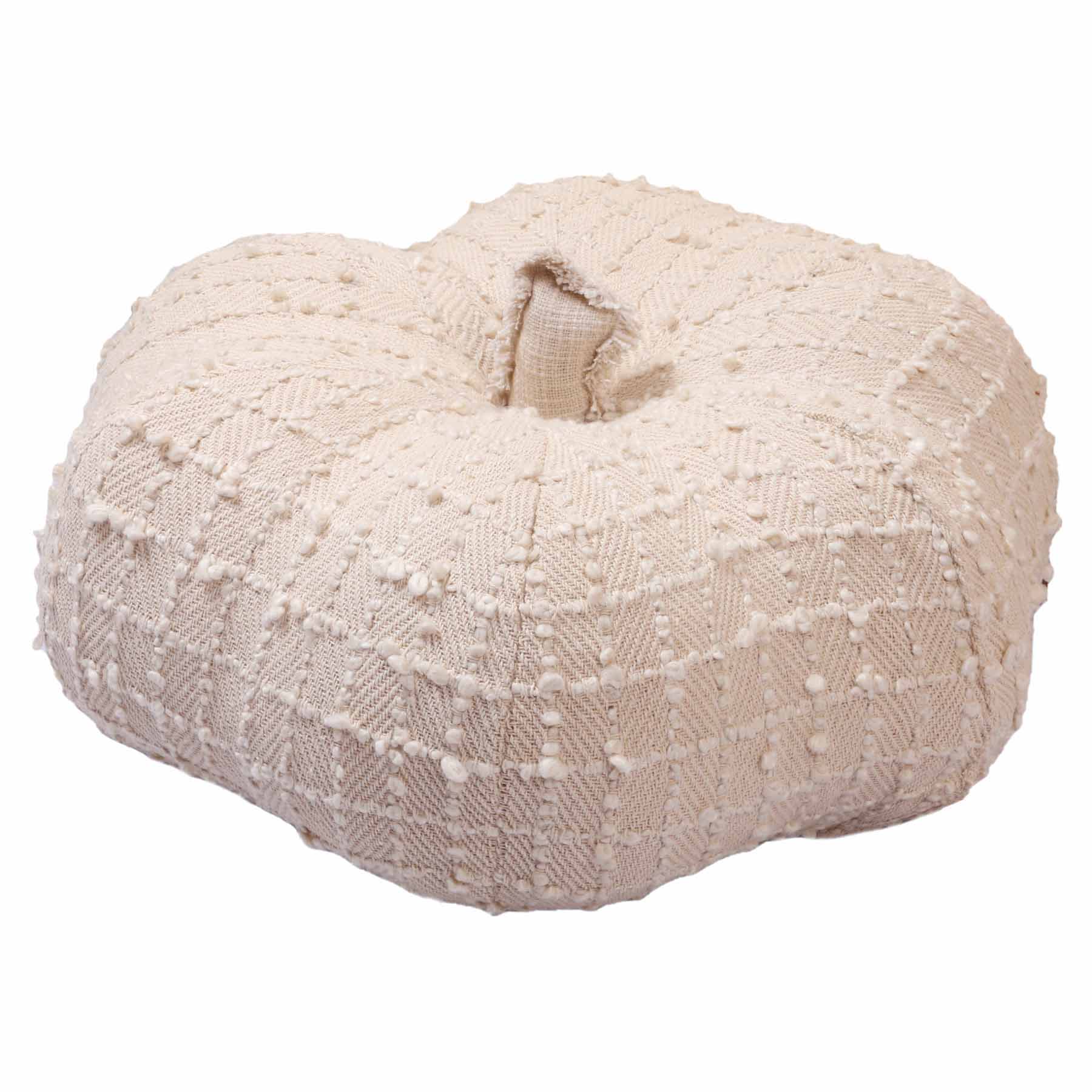 Textured Neutral Pumpkin Shaped Throw Pillow