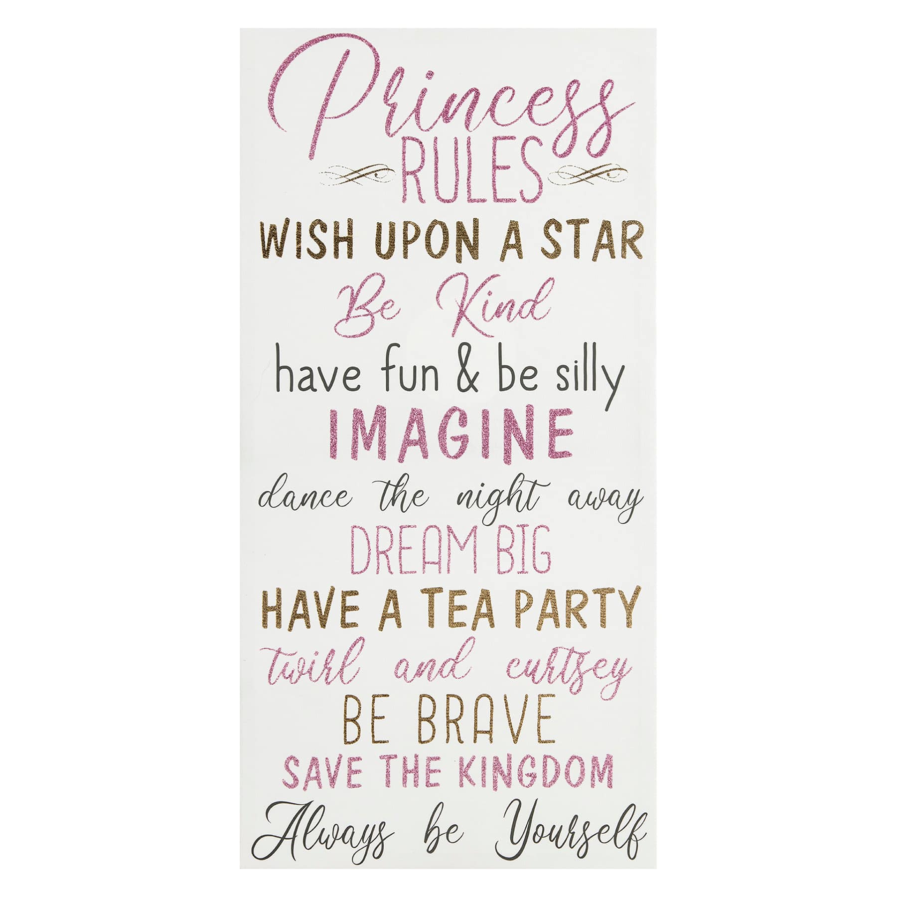 Princess Rules Canvas Wall Art, 12x24