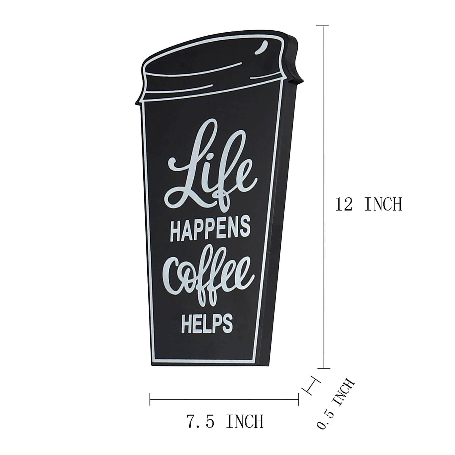 Black Coffee Up Wooden Wall Art, 8x12