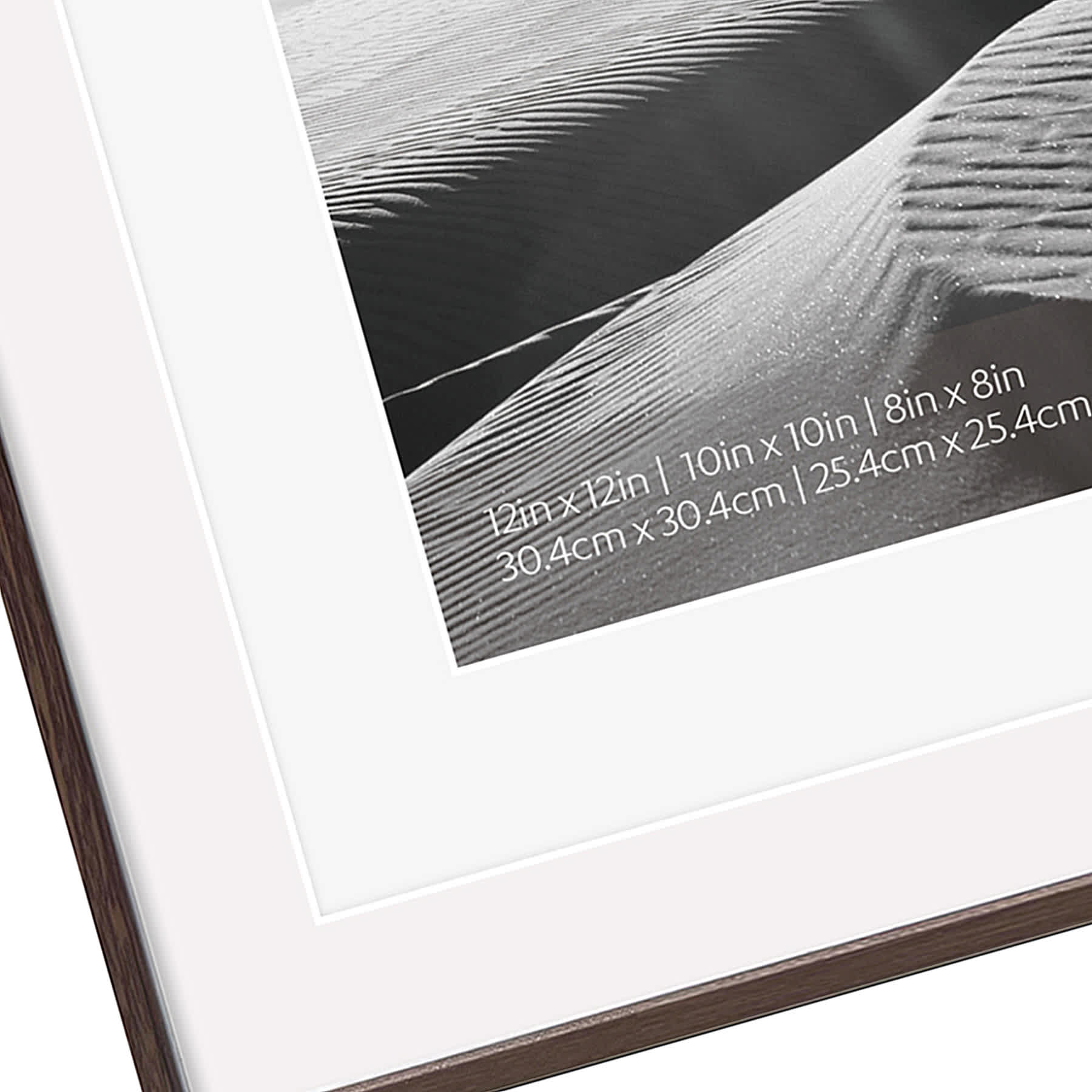 12x12 Walnut Thin Matted to 10x10 & 8x8 Wall Frame