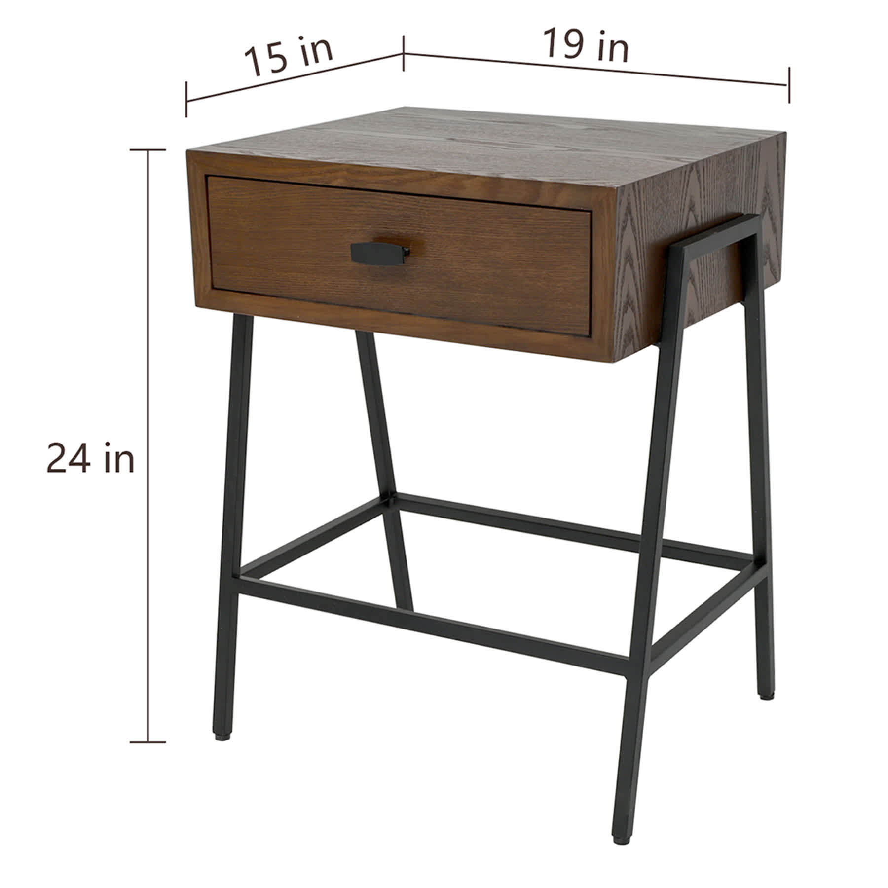 Harmon Wood & Metal Accent Table, Walnut Finish