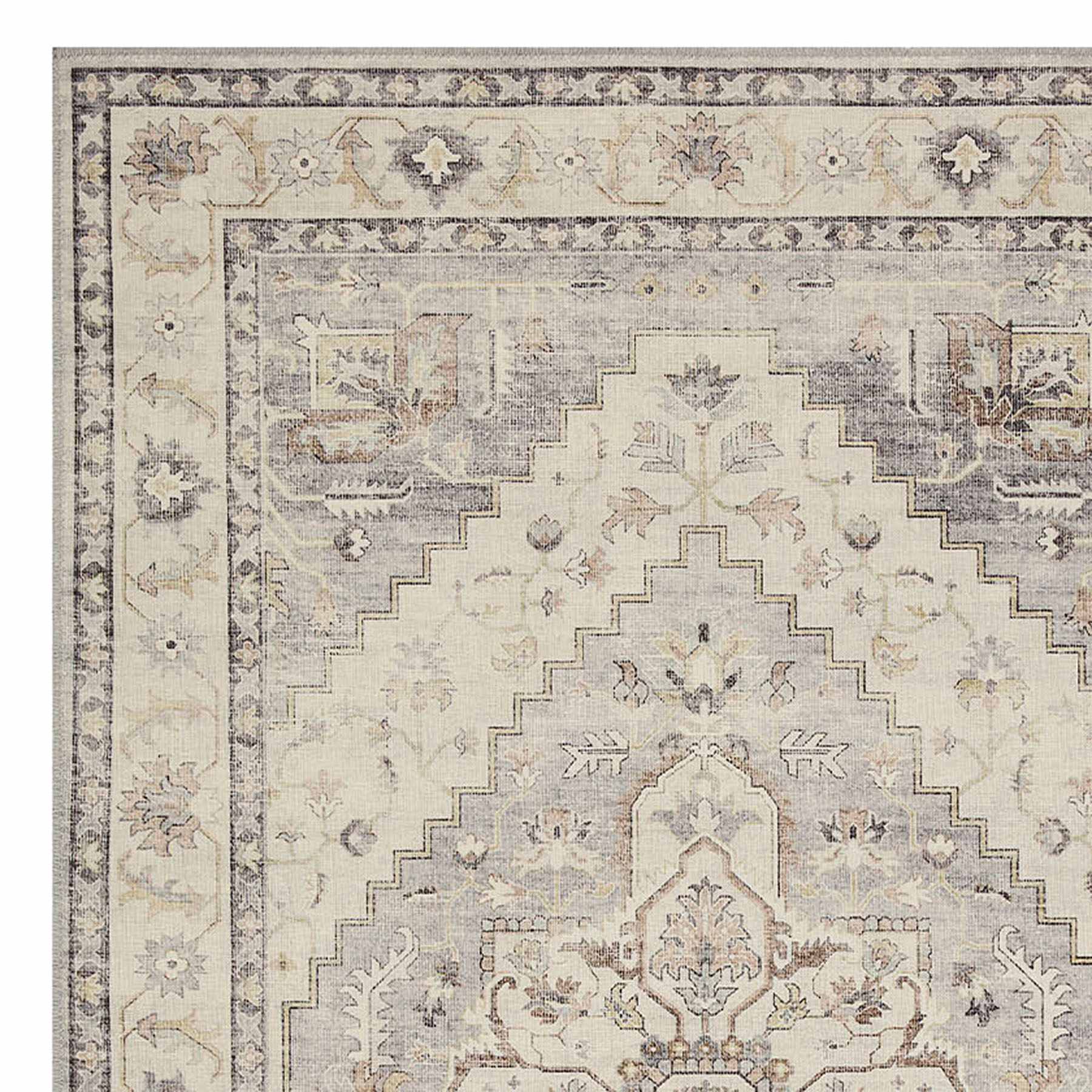 (D576) Honeybloom Grand Villa Taupe Medallion Accent Rug, 3x5
