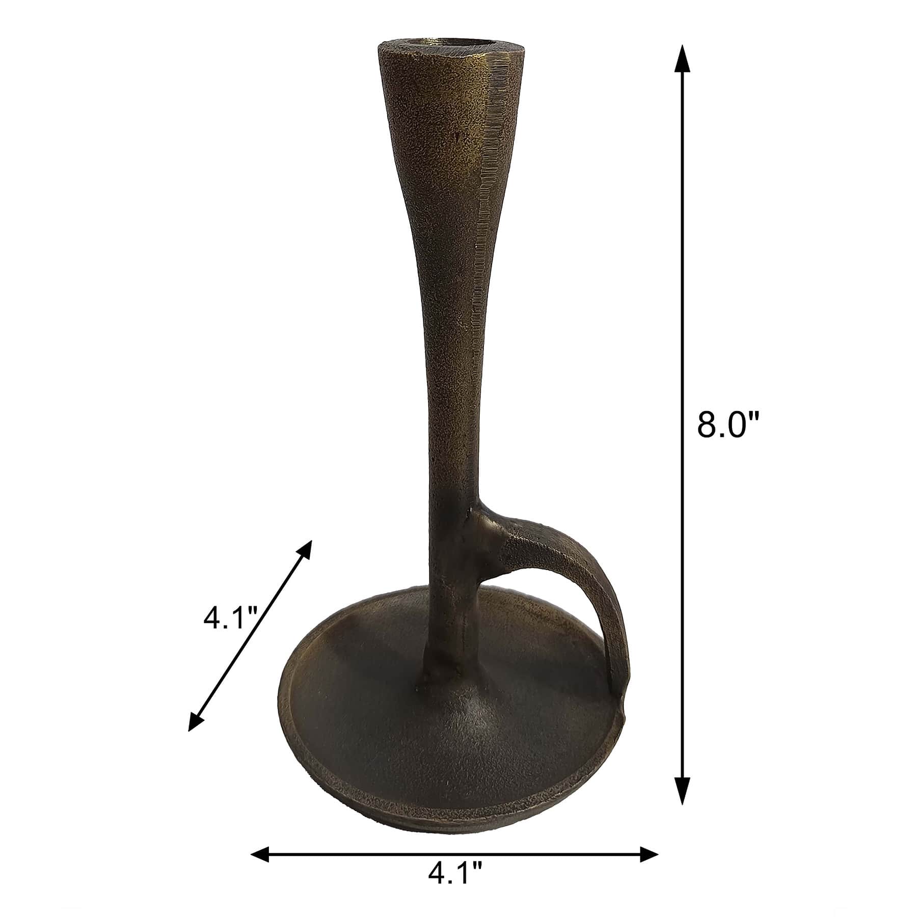 Bronze Cast Iron Taper Candle Holder, 8"