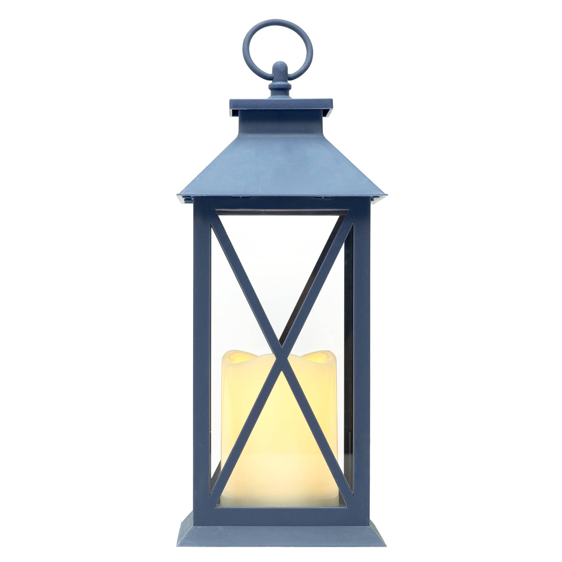 Navy Blue LED Lantern, 12"