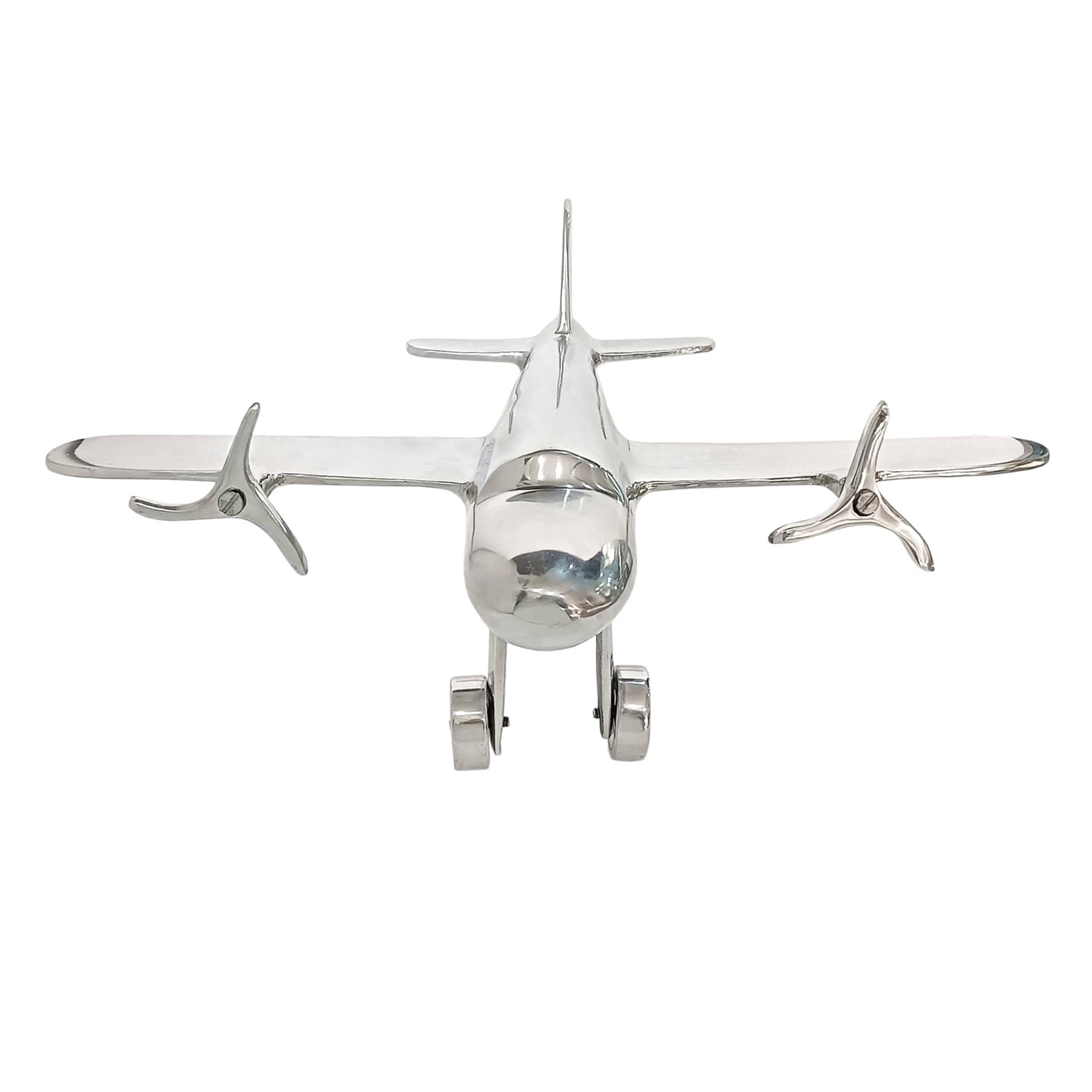 Decorative Silver Aluminum Airplane, 13x11