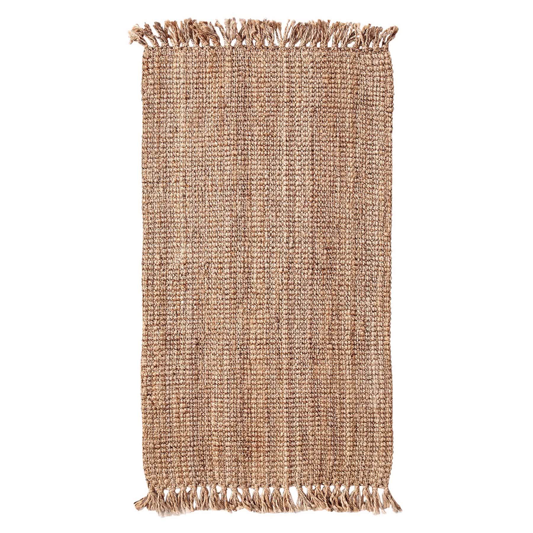 Natural Jute Boucle Fringe Accent Rug, 20x34