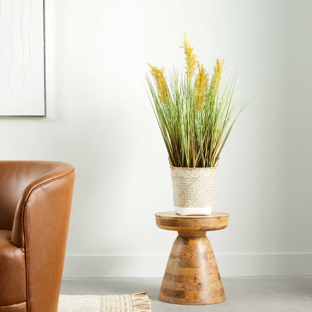 Onion Grass in Woven Basket, 38.5"