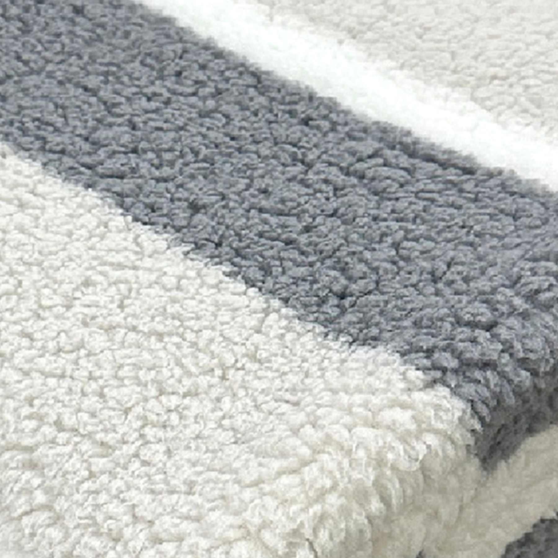 Grey Striped Sherpa Throw Blanket, 50x60