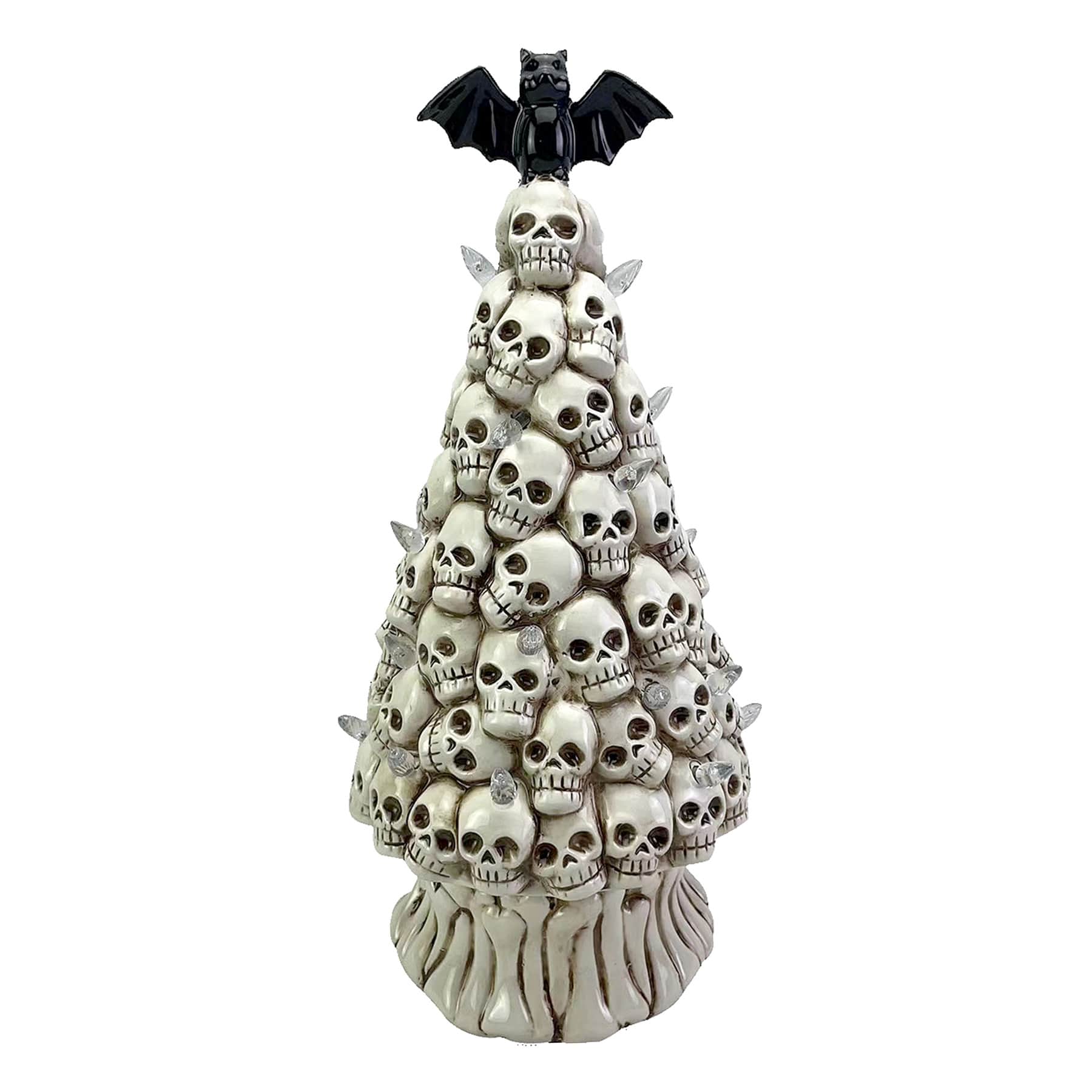 Midnight Shadows White Skull Halloween Tree, 14.5"