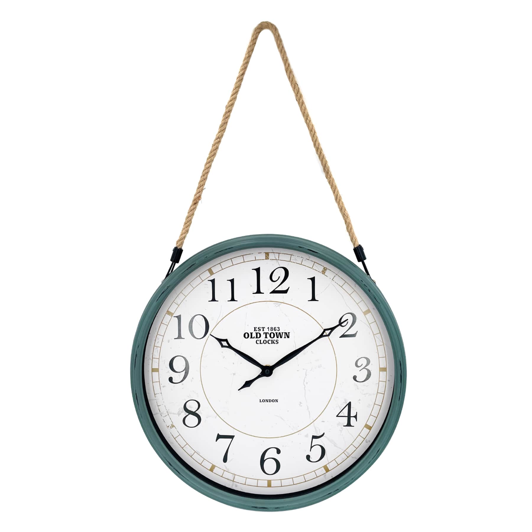 Hanging Green Round Wall Clock, 16"