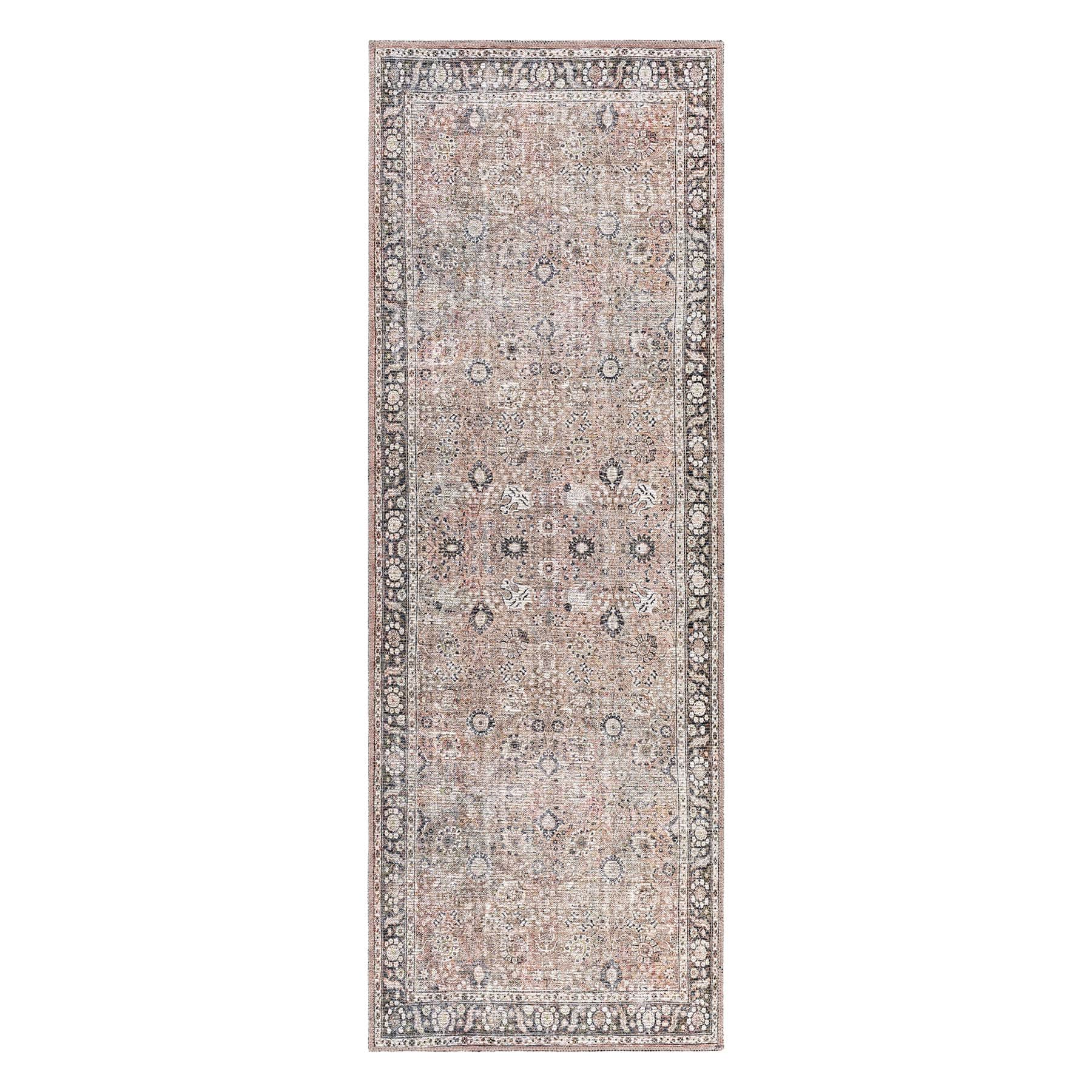 (B784) Providence Colin Multi Floral Washable Runner, 2x7