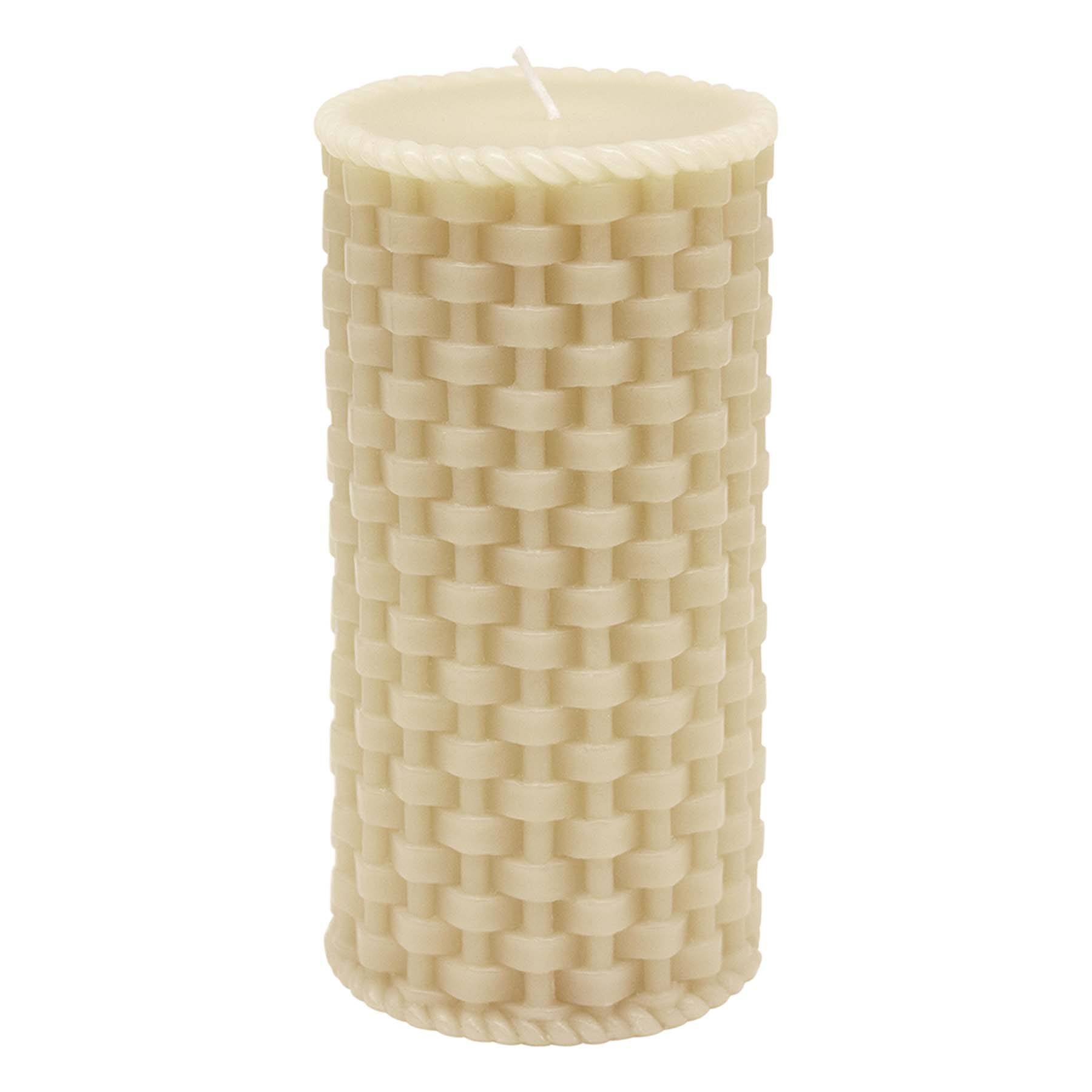 Beige Weave Pillar Candle, 3x6