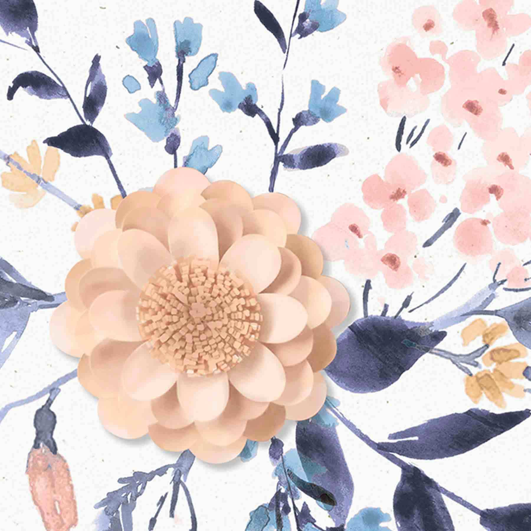 Glass Framed Floral Print Wall Art, 10"