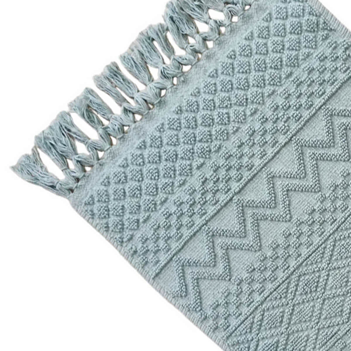 Found & Fable Blue Woven Fringe Bath Rug, 20x32