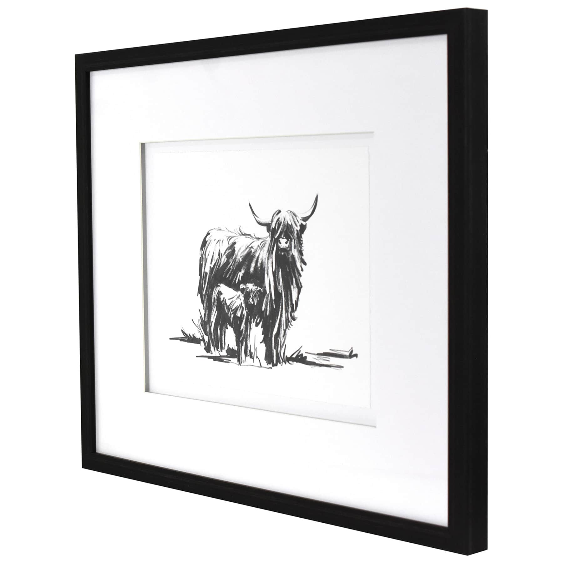 Glass Framed Cow Print Wall Art, 21x27