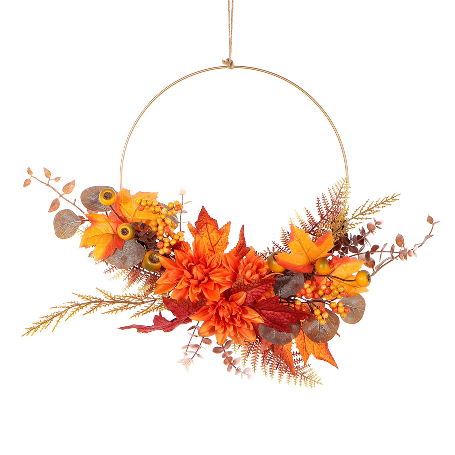 Orange Half Fall Wreath, 20"
