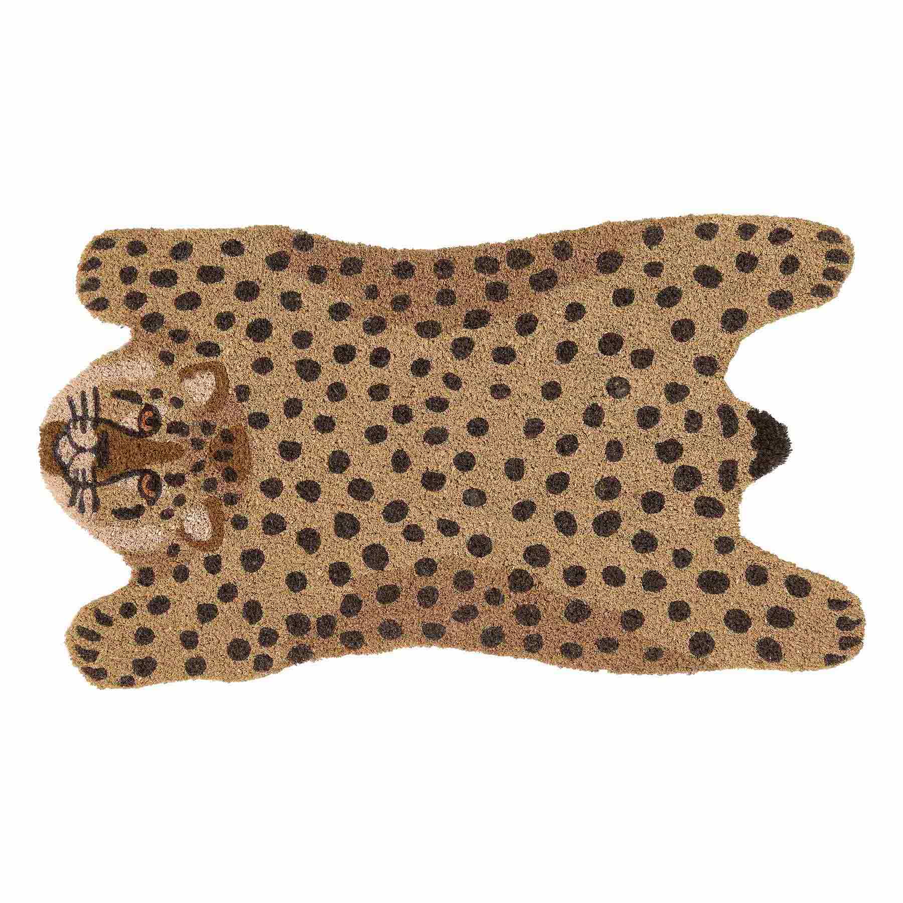 Found & Fable Cheetah Shaped Coir Mat, 18x30