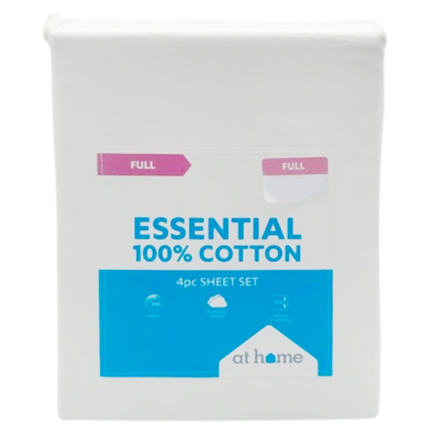 4-Piece White 200 Thread Count Brushed Cotton Sheet Set, Full