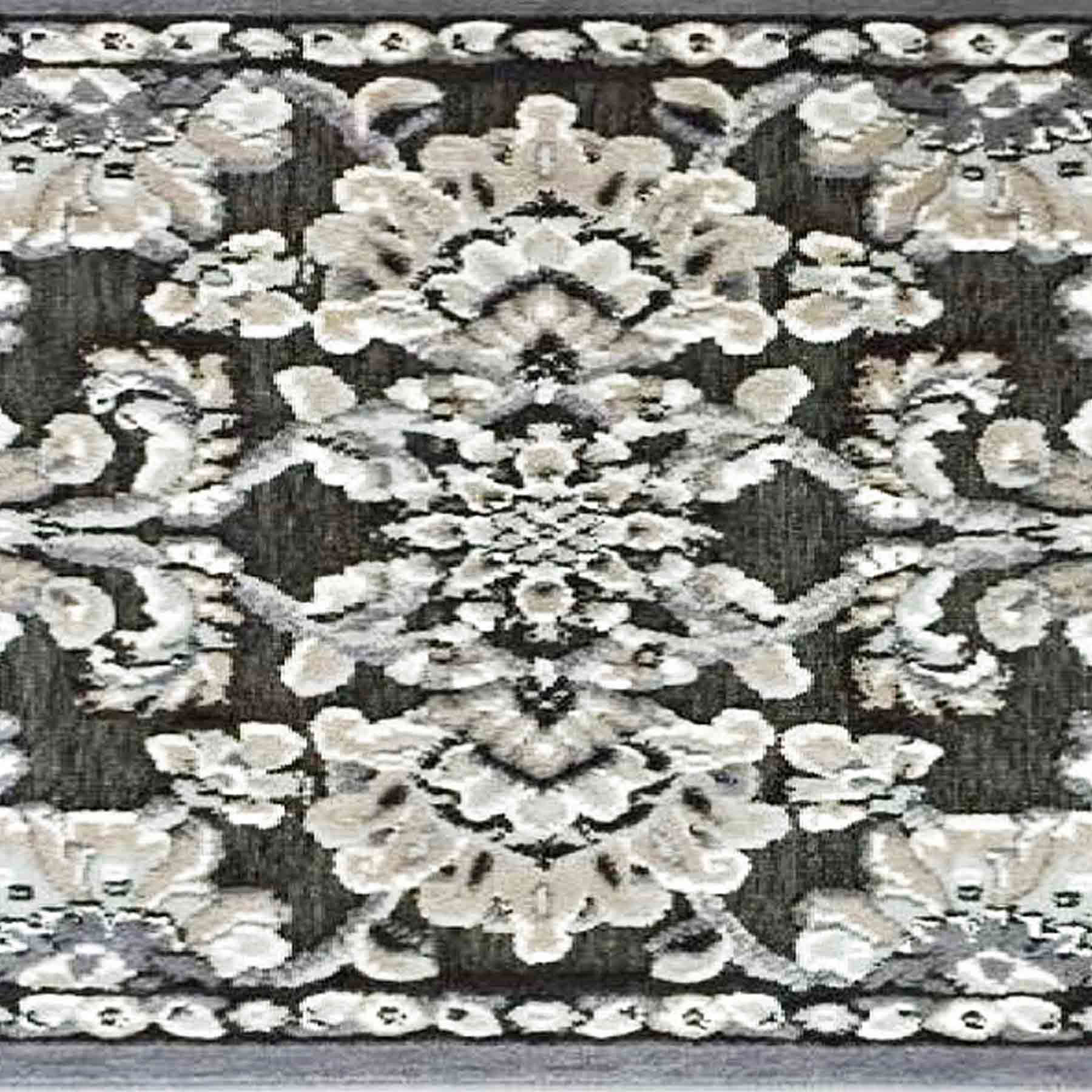 Arrington Grey & Taupe Traditional Floral Washable Runner, 2x5