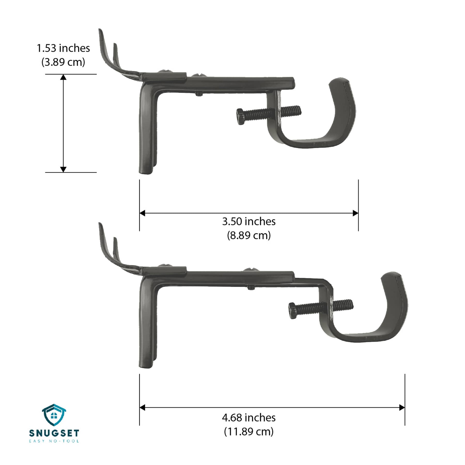 Snugset Set of 2 Pewter Adjustable Window Brackets