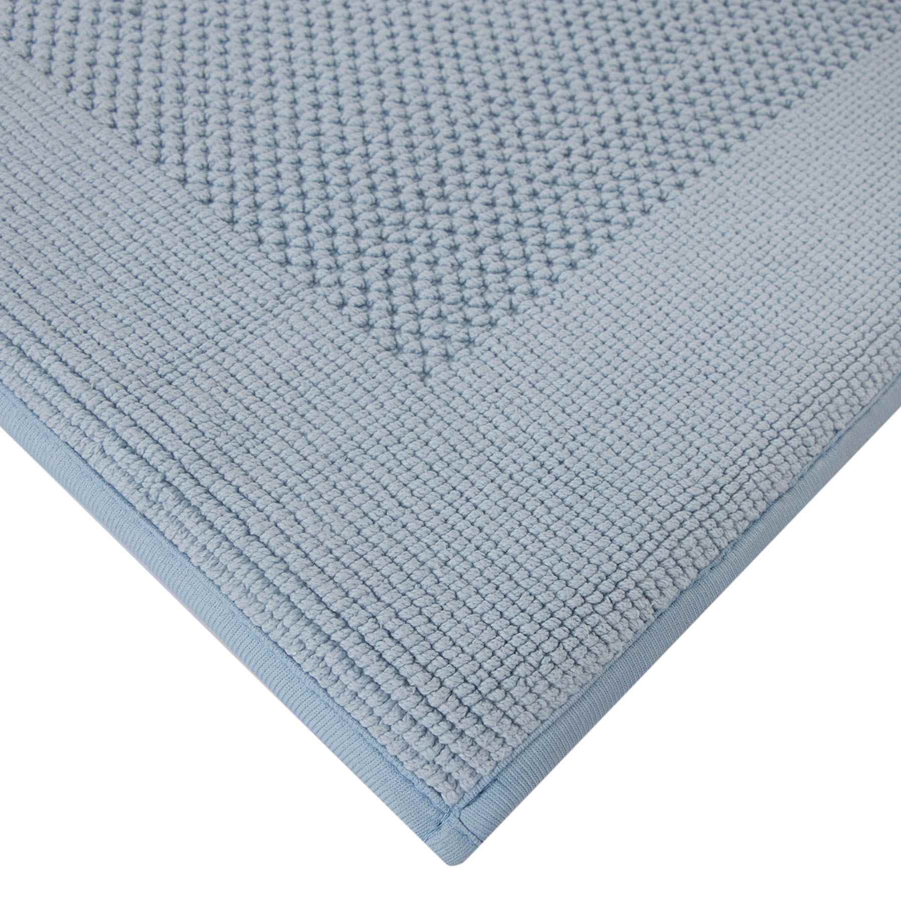 Providence Light Blue Waffle Border Memory Foam Bath Rug, 20x30