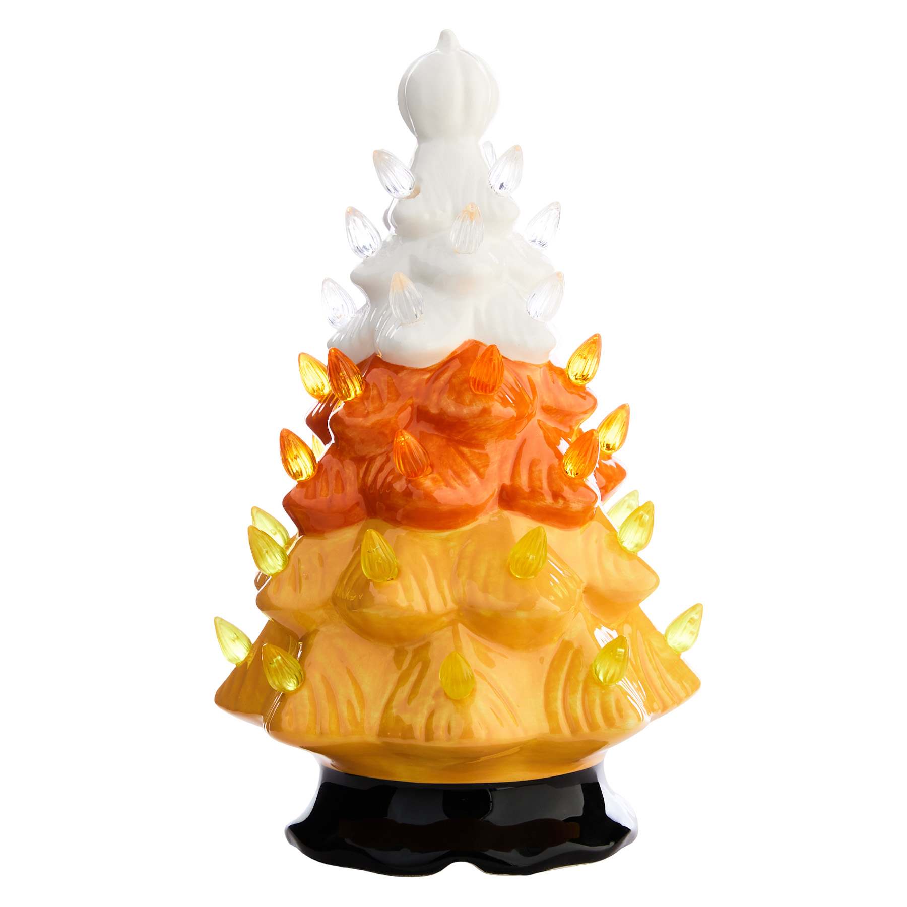 Happy Haunting Pre-Lit Candy Corn Tree with Pumpkin on Top, 10"