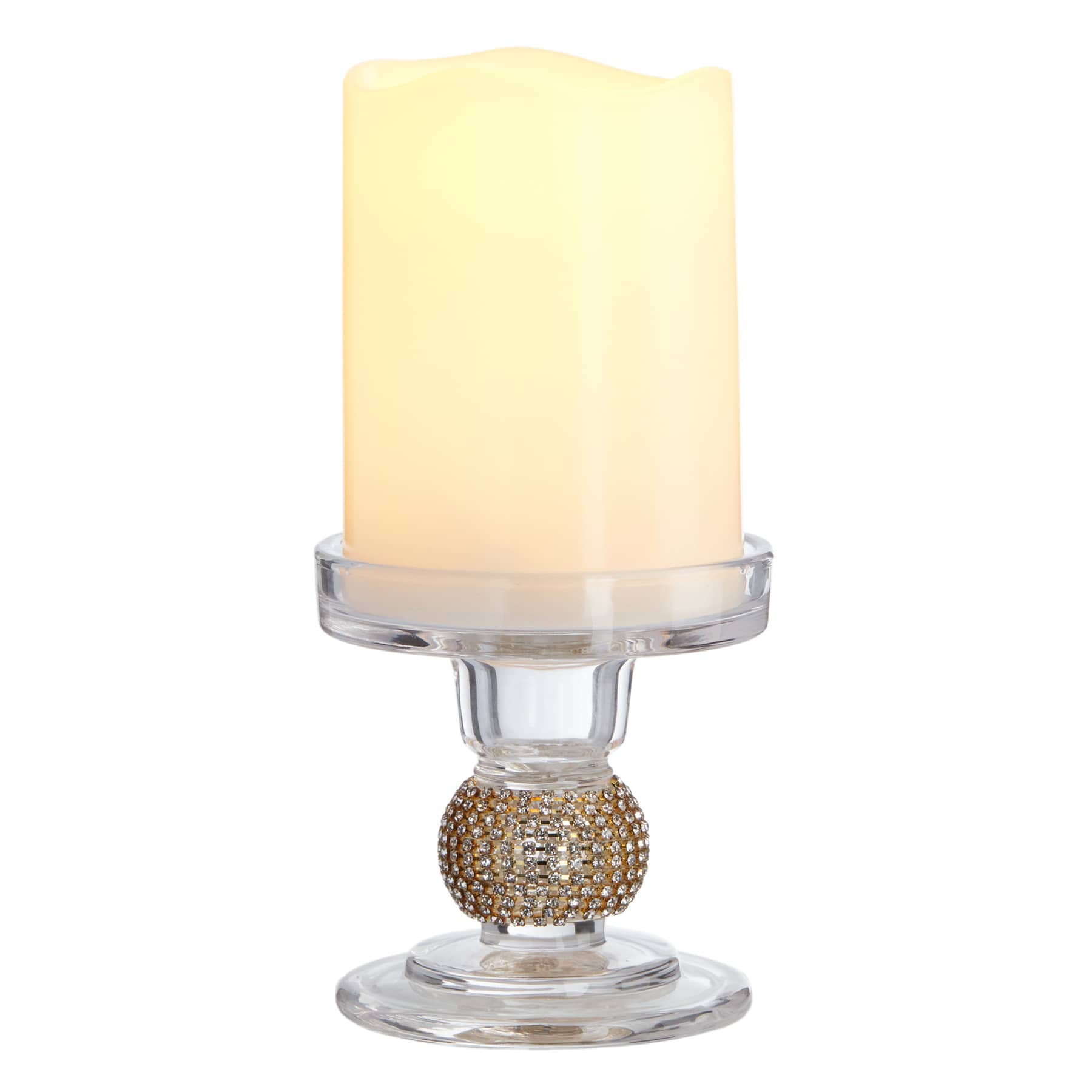 Clear Glass Gem Pillar Candle Holder, 2"
